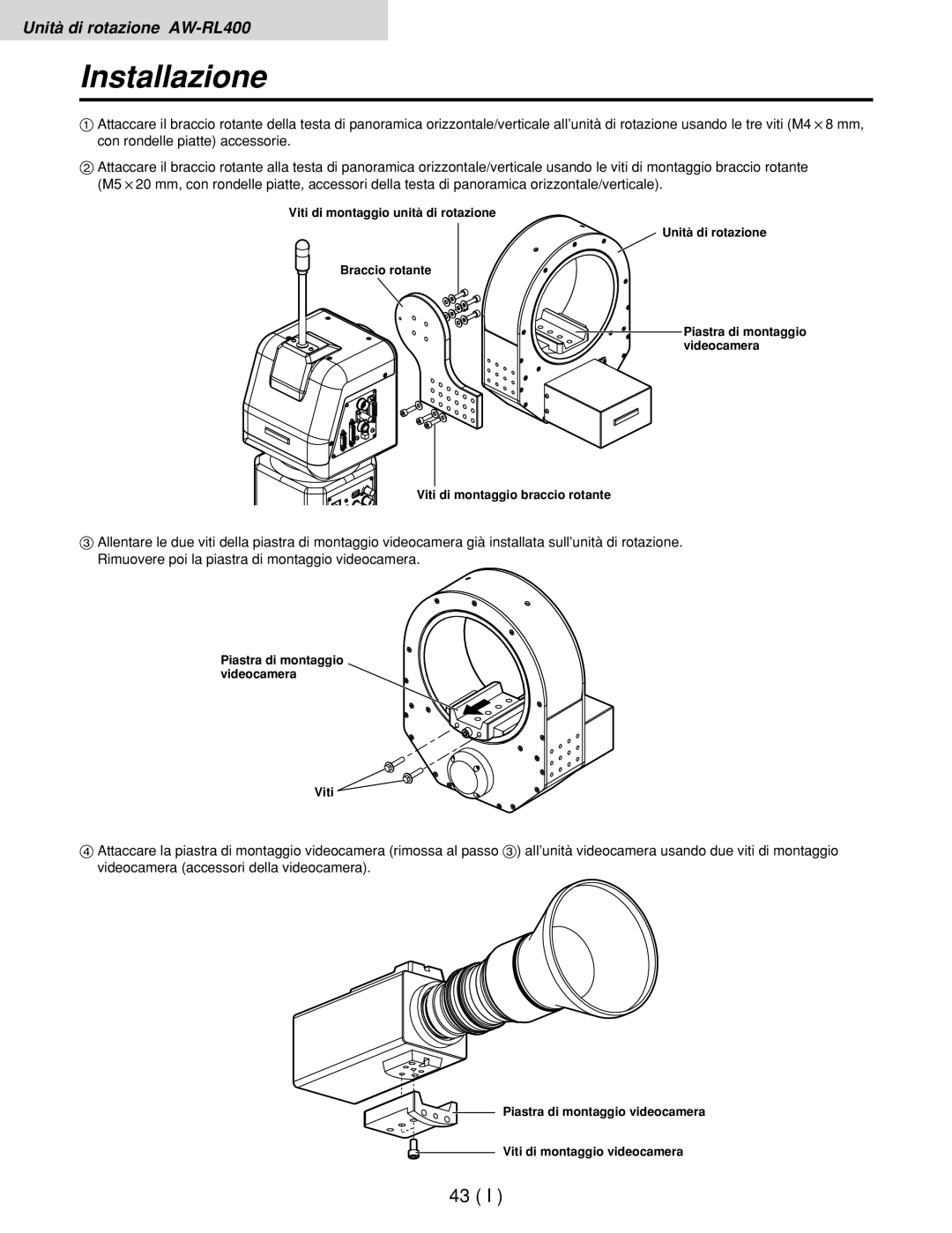 Panasonic AW-RC400E, AW-RL400G, AW-RP400E manual Installazione 