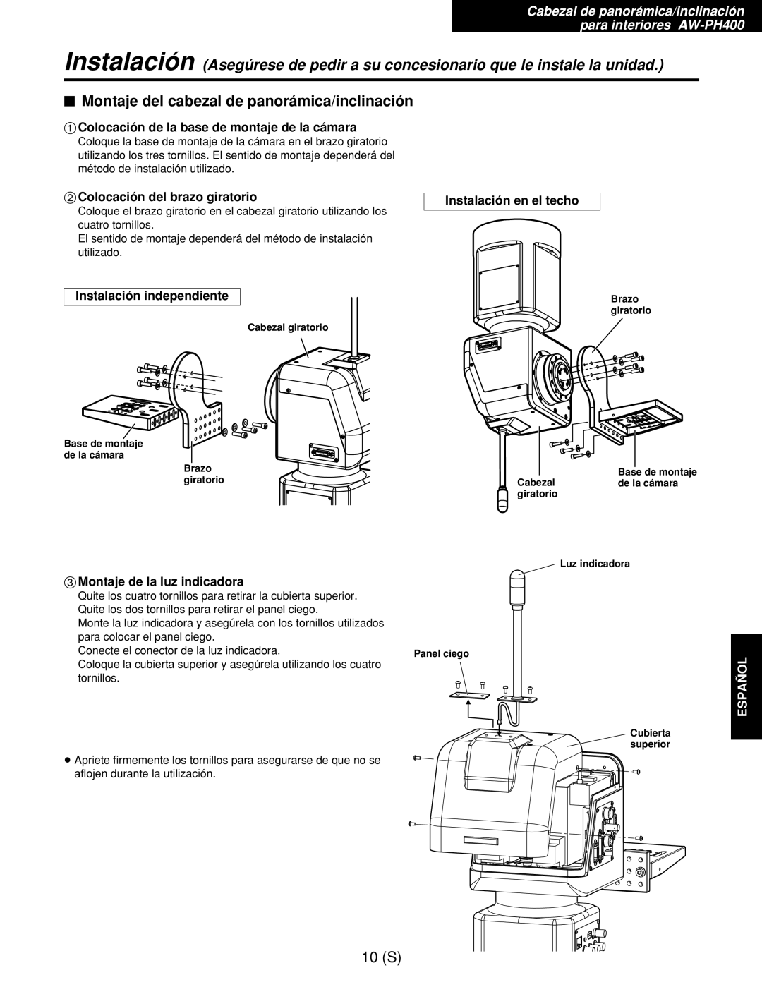 Panasonic AW-RC400E, AW-RL400G, AW-RP400E manual $ Montaje del cabezal de panorámica/inclinación 