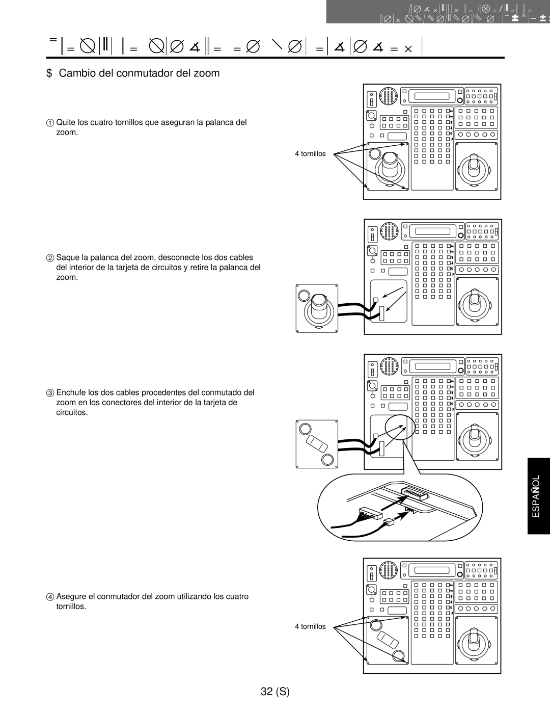 Panasonic AW-RL400G, AW-RP400E, AW-RC400E manual $ Cambio del conmutador del zoom 