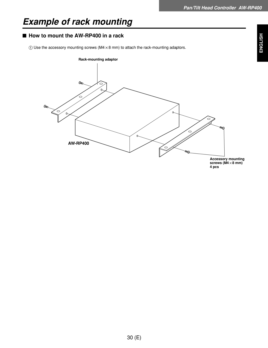 Panasonic AW-RP400E, AW-RL400G, AW-RC400E manual Example of rack mounting, $ How to mount the AW-RP400 in a rack 