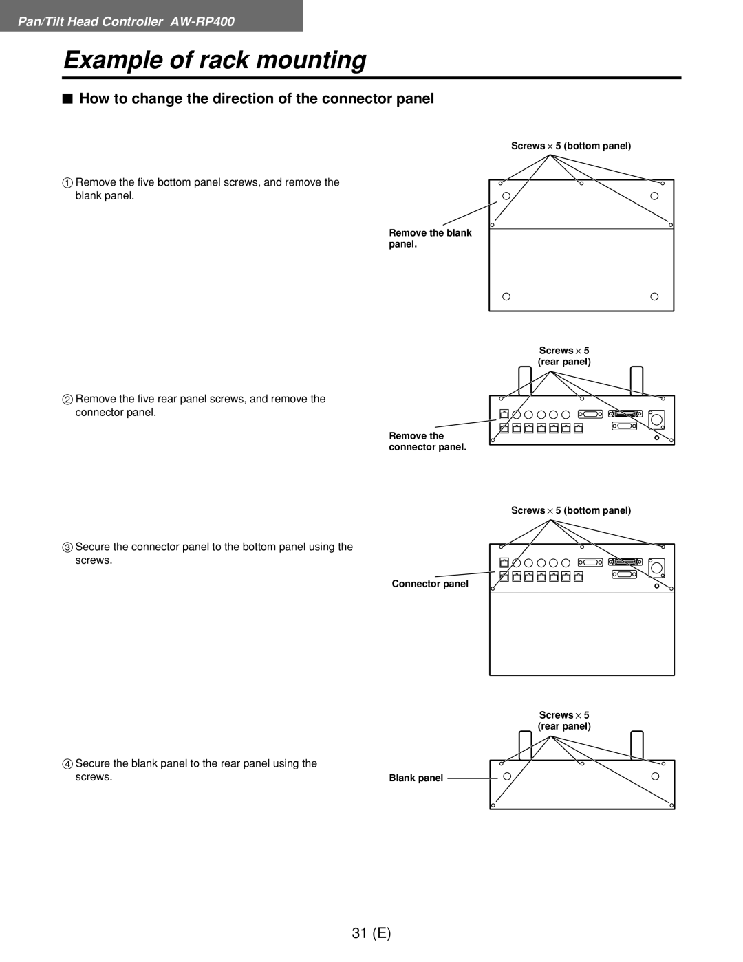 Panasonic AW-RC400E, AW-RL400G, AW-RP400E manual $ How to change the direction of the connector panel 