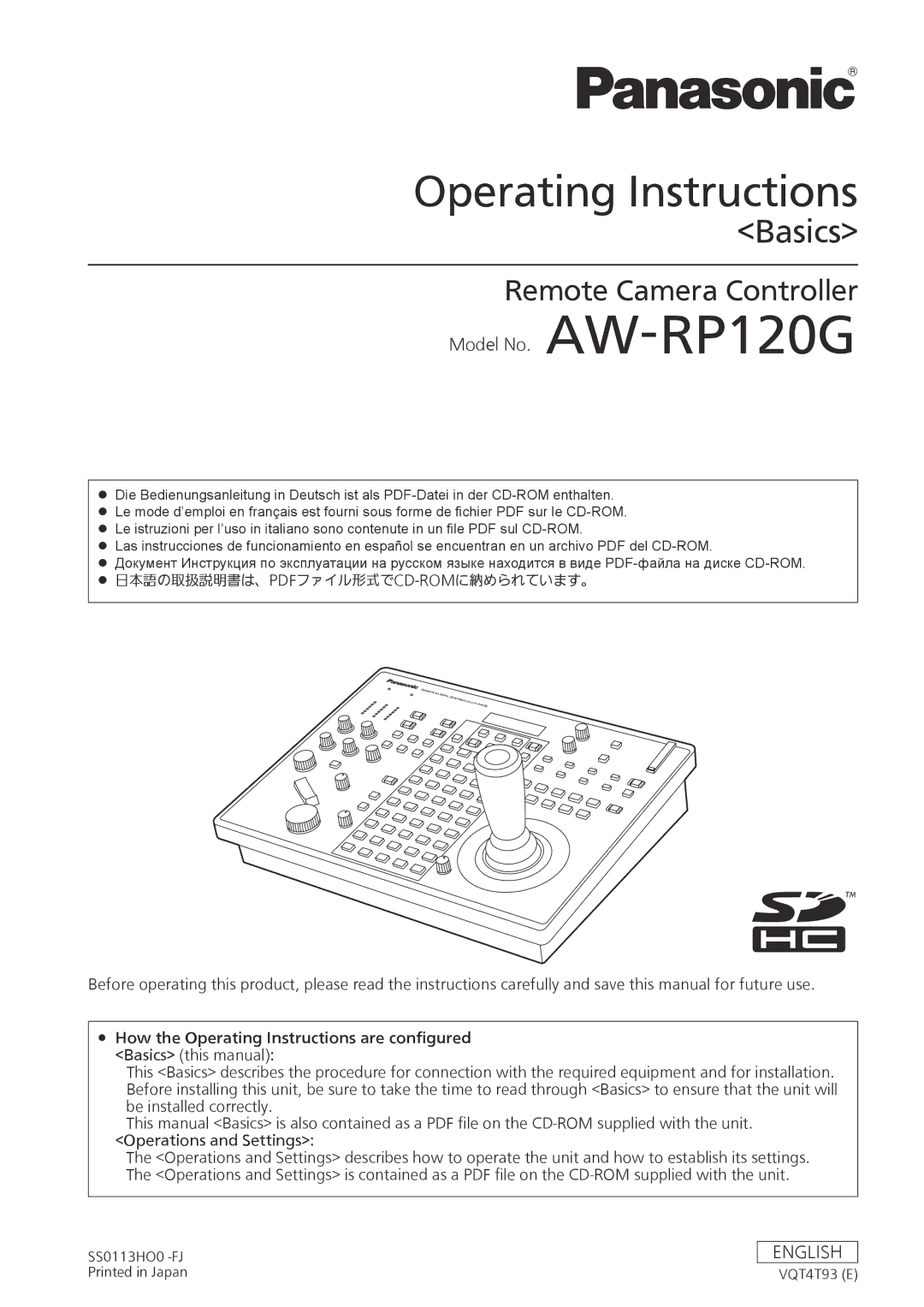 Panasonic AW-RP120G operating instructions Operating Instructions 