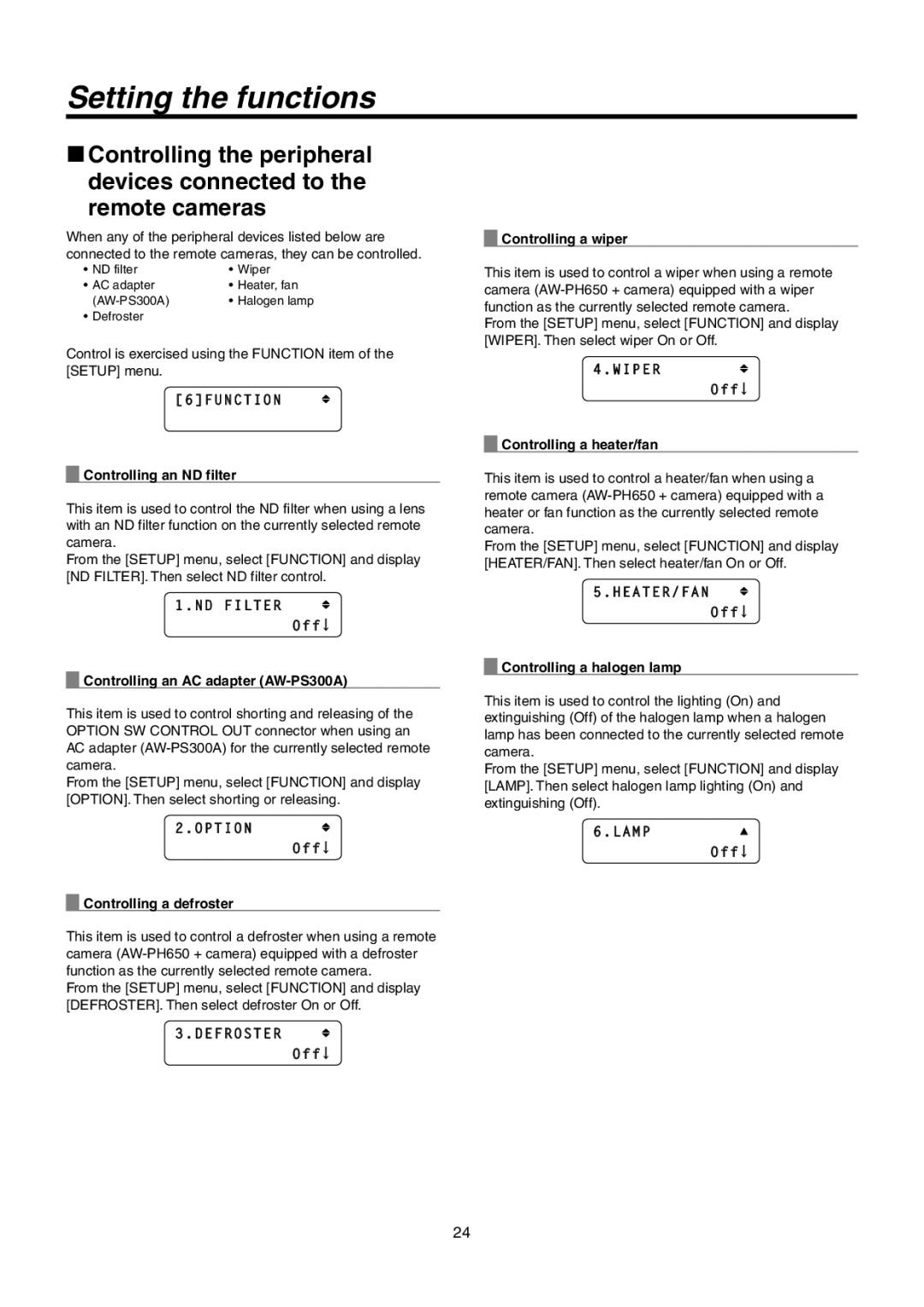 Panasonic AW-RP50N operating instructions 6FUNCTION 