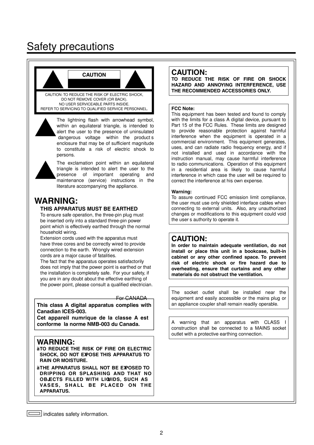 Panasonic AW-RP50N operating instructions Safety precautions, FCC Note 