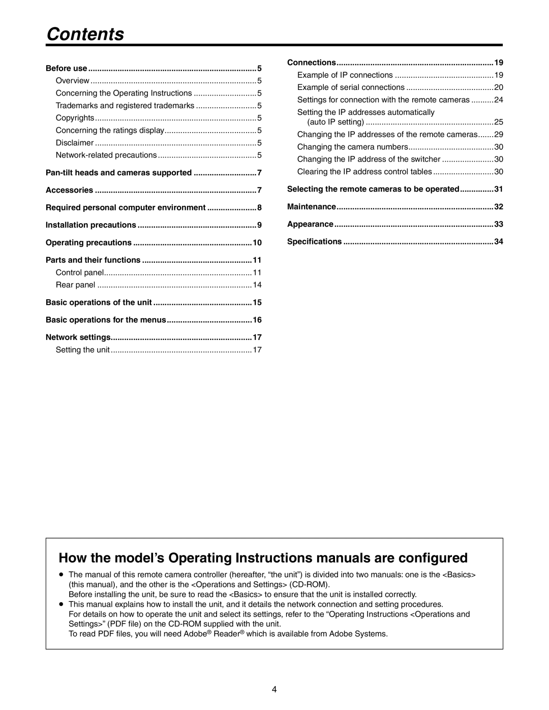 Panasonic AW-RP50N operating instructions Contents, Before use Overview 