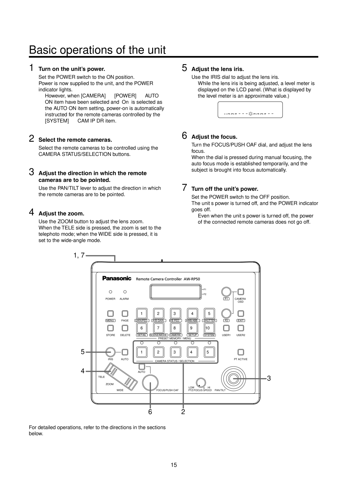 Panasonic AW-RP50N operating instructions Basic operations of the unit 