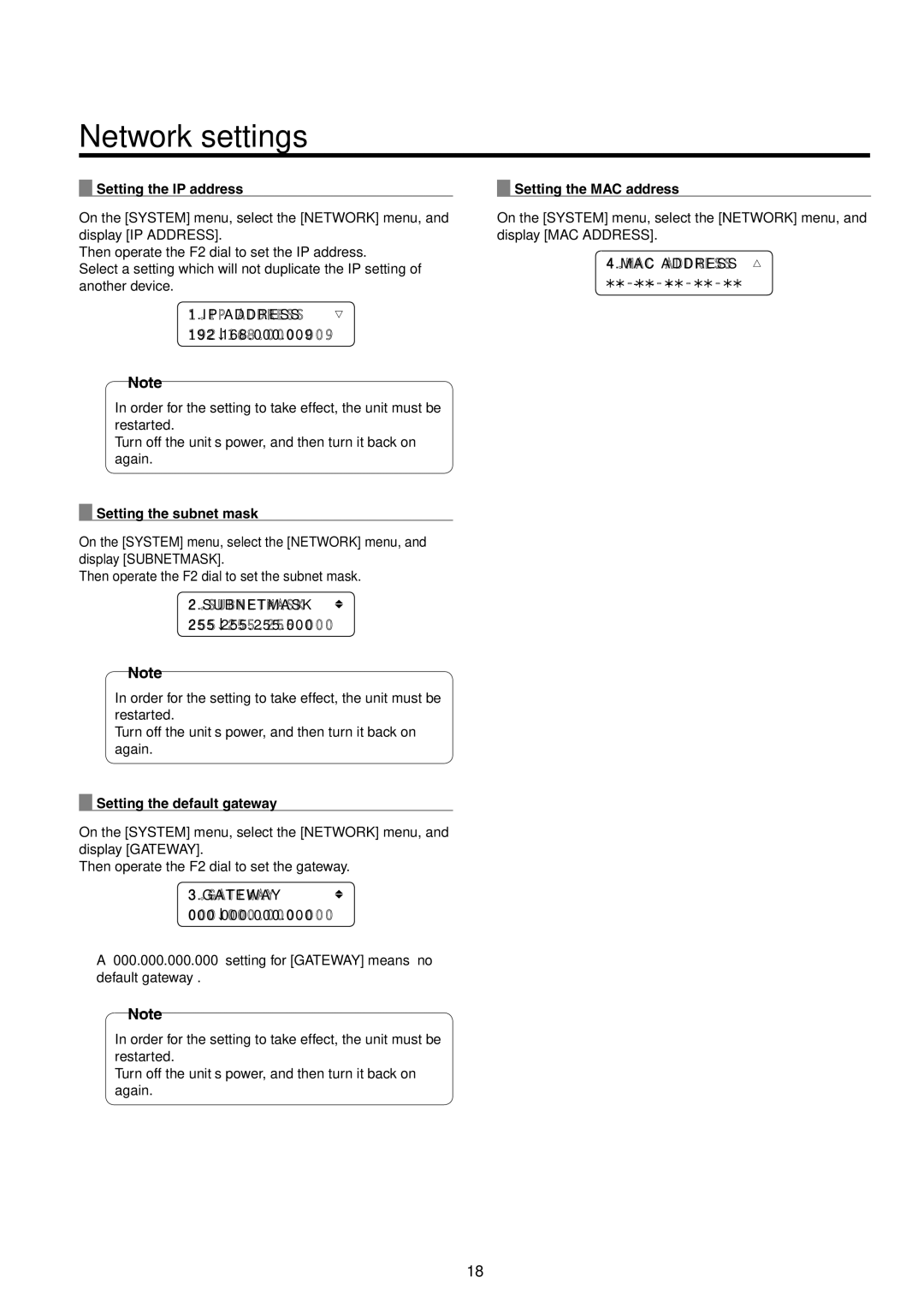 Panasonic AW-RP50N operating instructions 000, MAC Address 