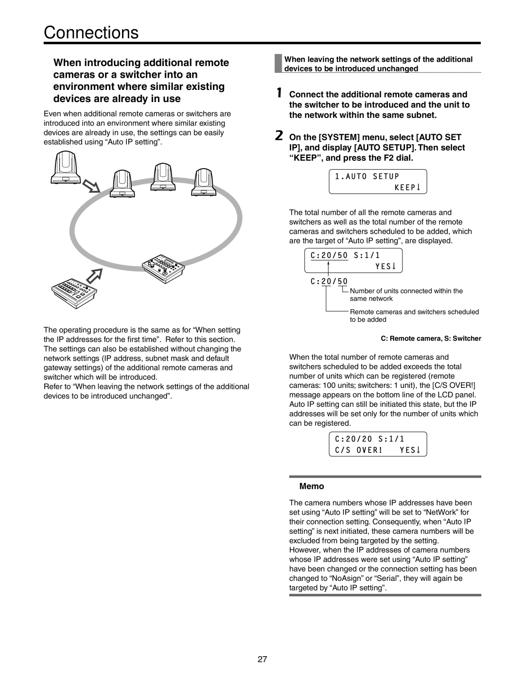 Panasonic AW-RP50N operating instructions Auto Setup Keep 