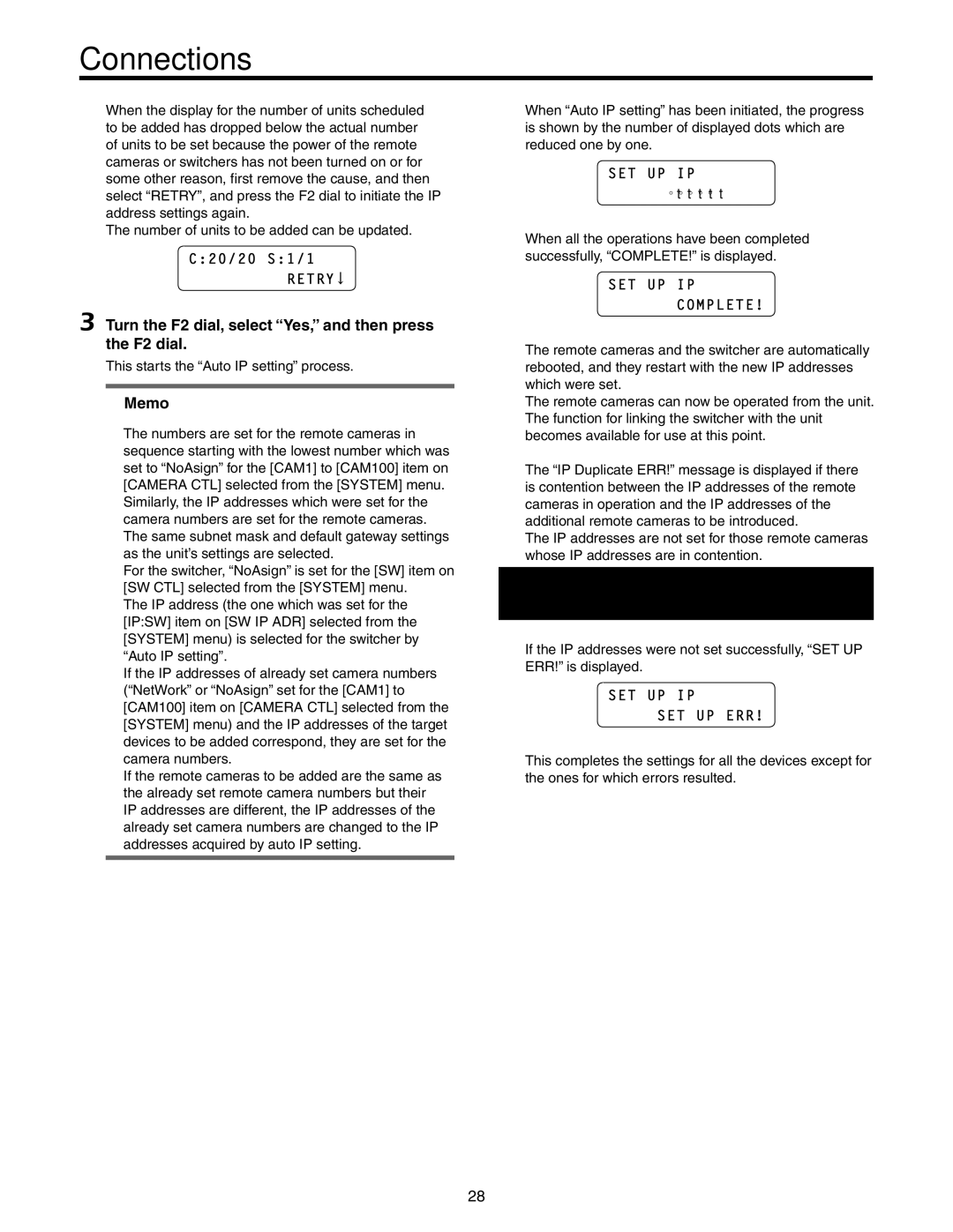 Panasonic AW-RP50N operating instructions IP Duplicate ERR 