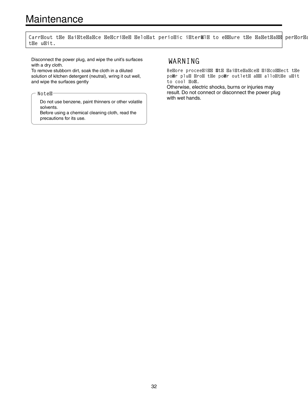 Panasonic AW-RP50N operating instructions Maintenance, Power plug from the power outlet, and allow the unit, To cool down 