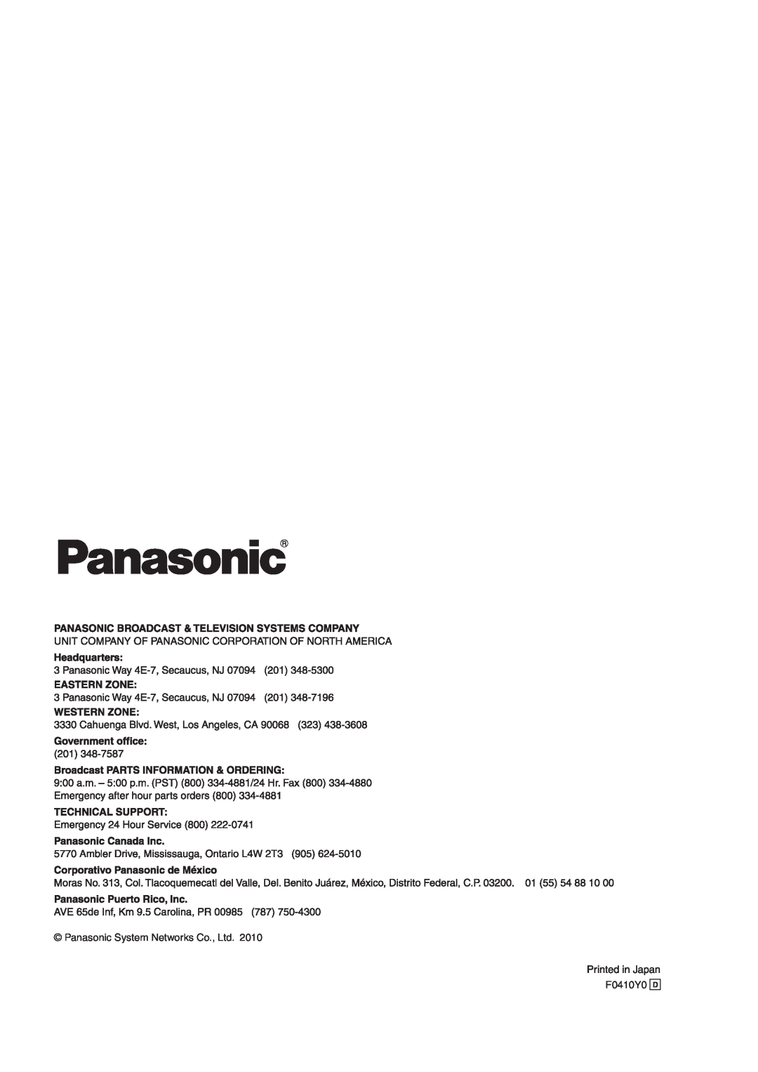 Panasonic AW-RP50N operating instructions F0410Y0 