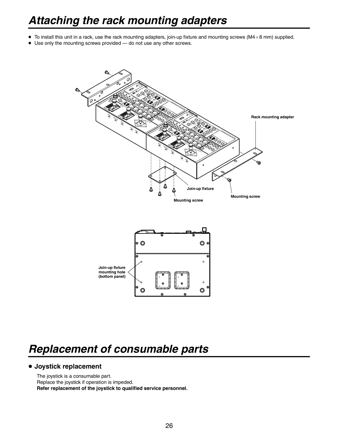 Panasonic AW-RP555N manual Attaching the rack mounting adapters, Replacement of consumable parts 