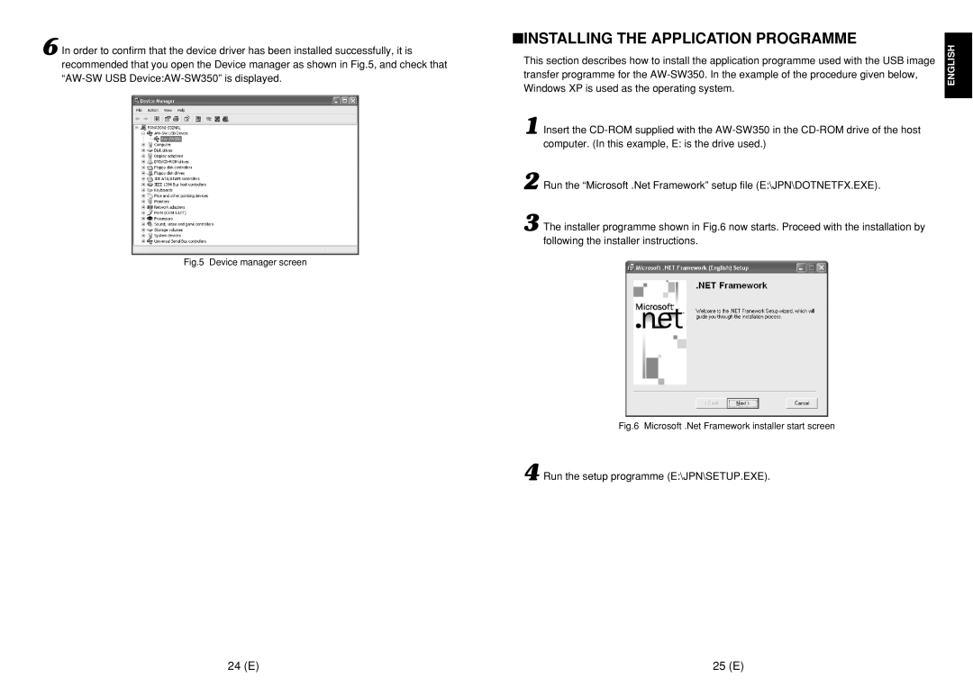 Panasonic AW-SW350E manual Installing the Application Programme, 24 E 25 E 