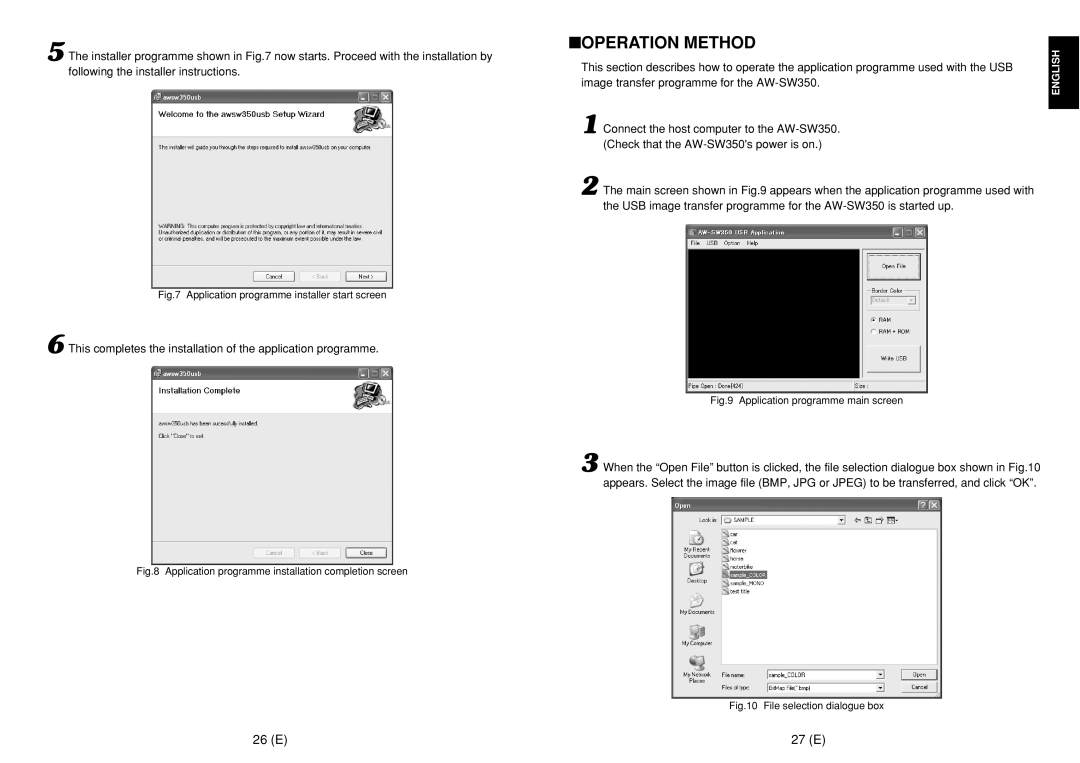 Panasonic AW-SW350E manual Operation Method, 26 E 27 E 