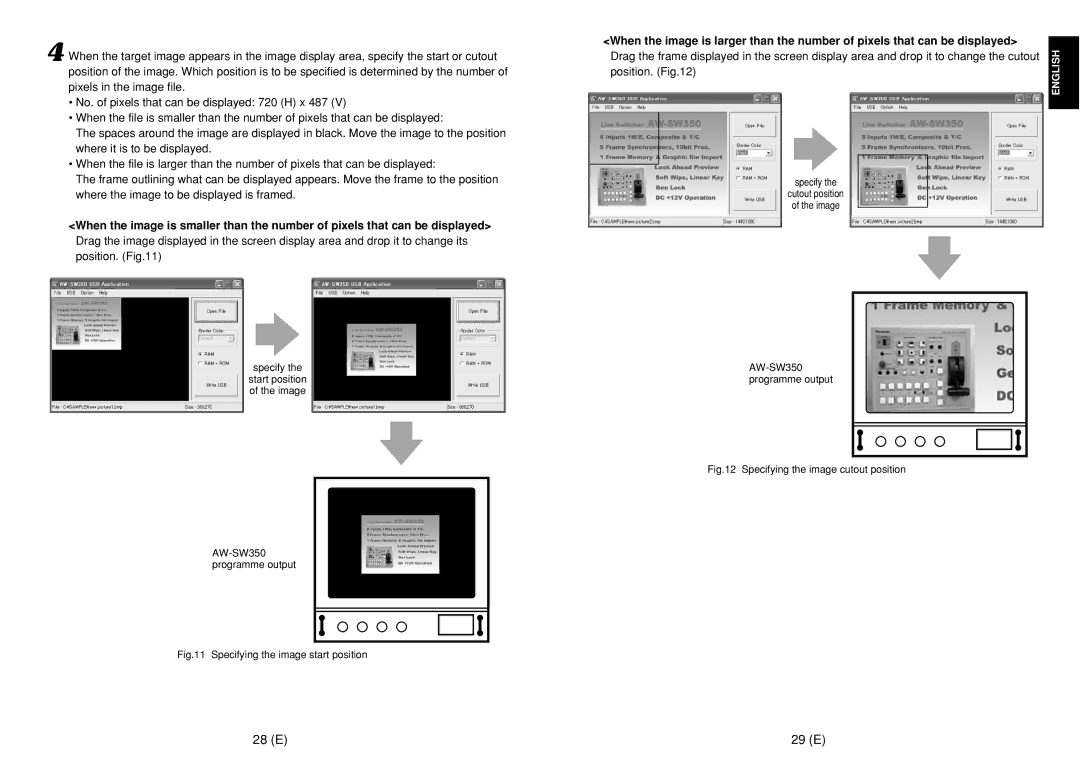 Panasonic AW-SW350E manual 28 E 29 E, Specifying the image start position 