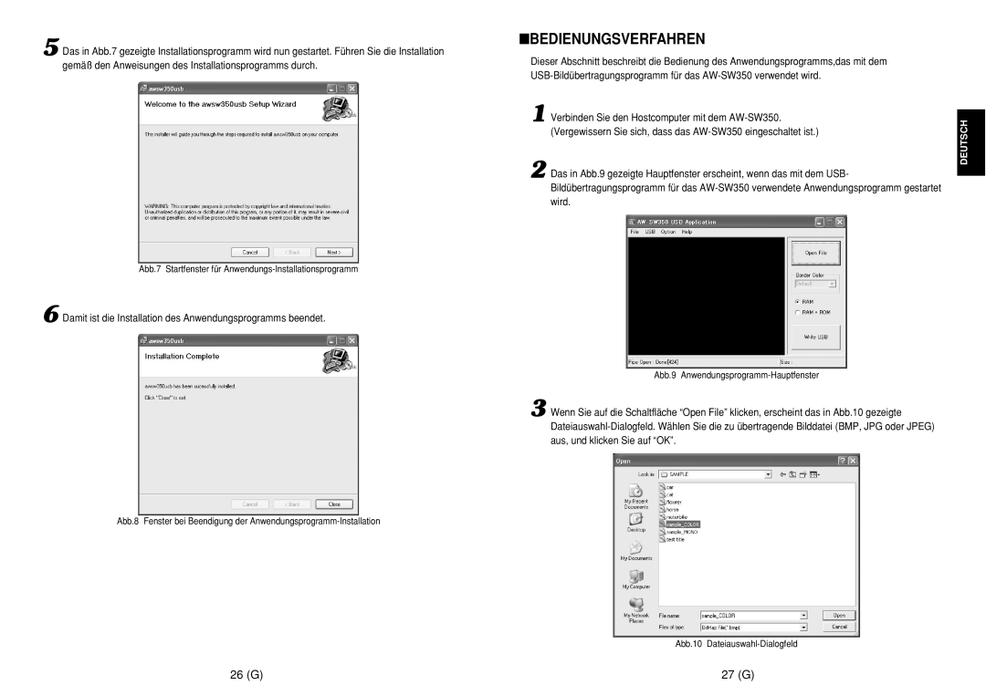 Panasonic AW-SW350E manual Bedienungsverfahren, 26 G 27 G 