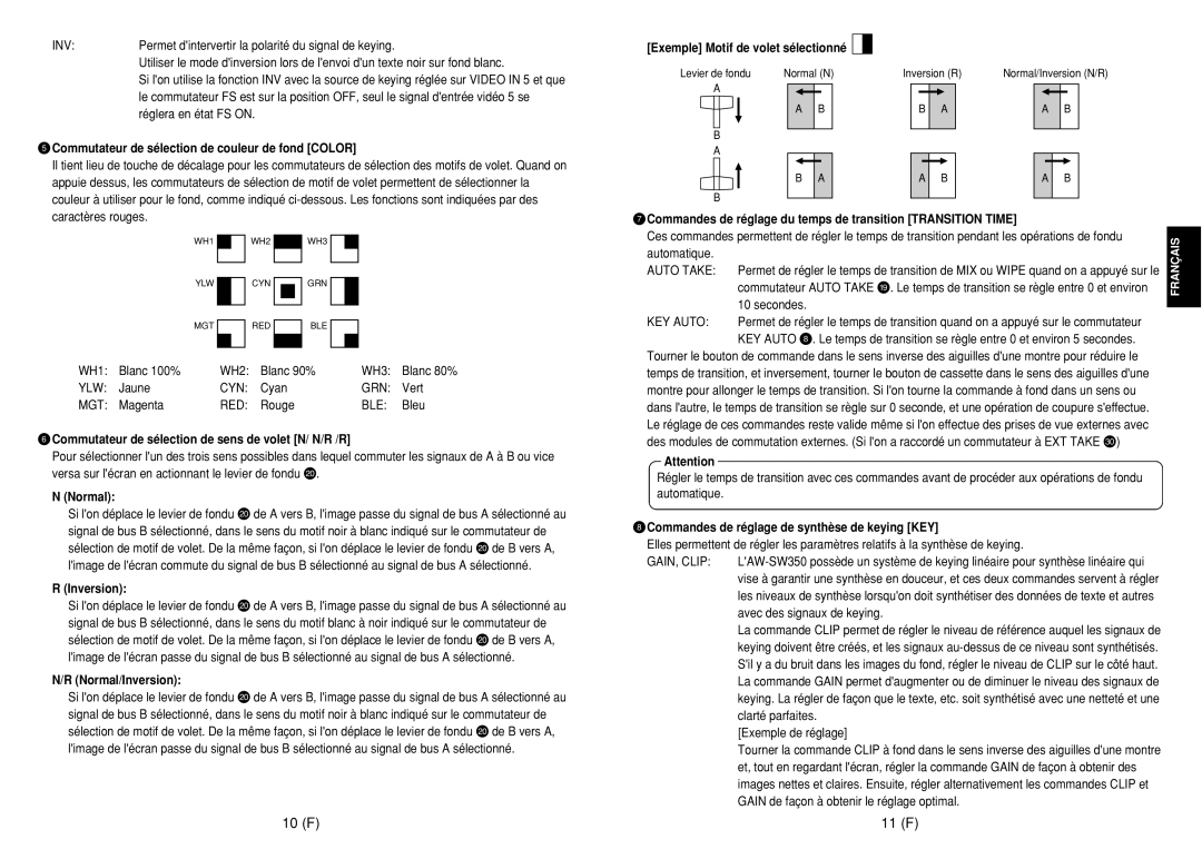 Panasonic AW-SW350E manual 10 F 11 F 