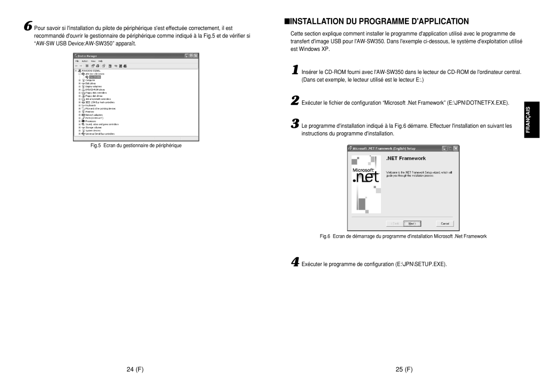 Panasonic AW-SW350E manual Installation DU Programme Dapplication, 24 F 25 F 