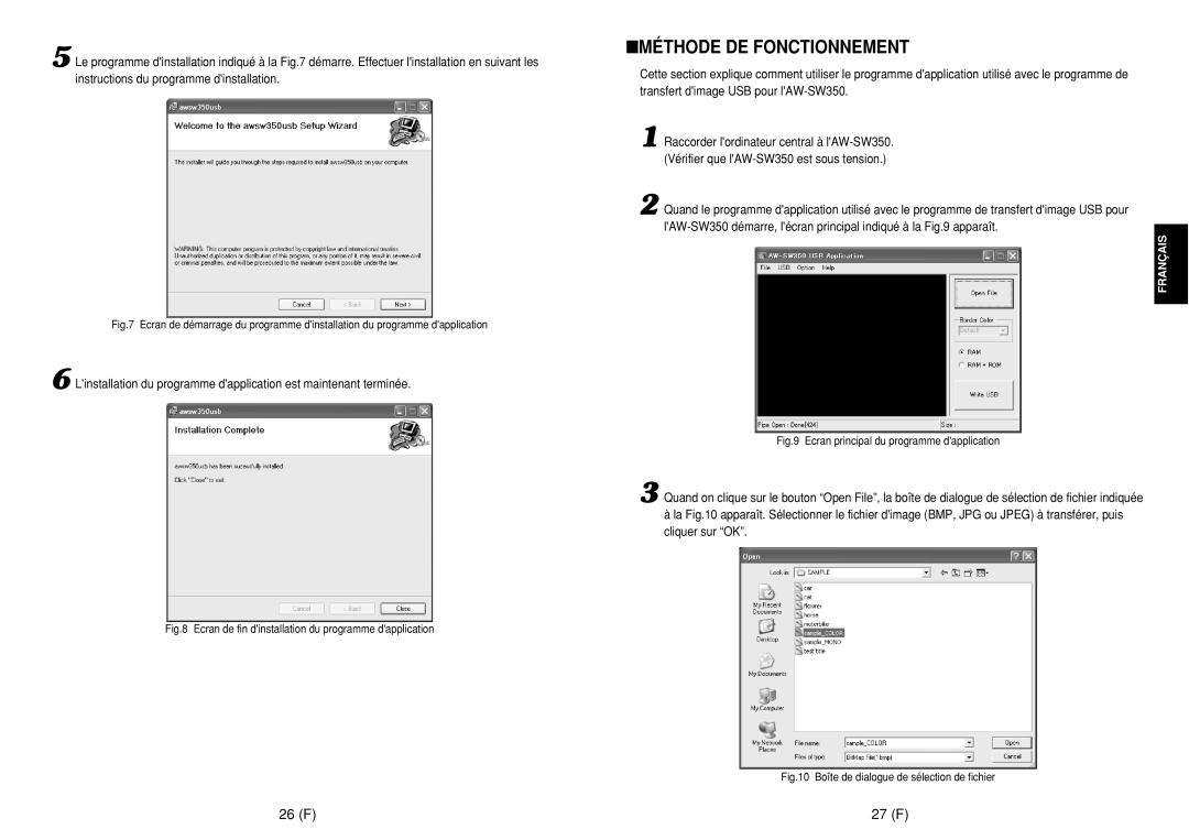 Panasonic AW-SW350E manual Méthode DE Fonctionnement, 26 F 27 F 