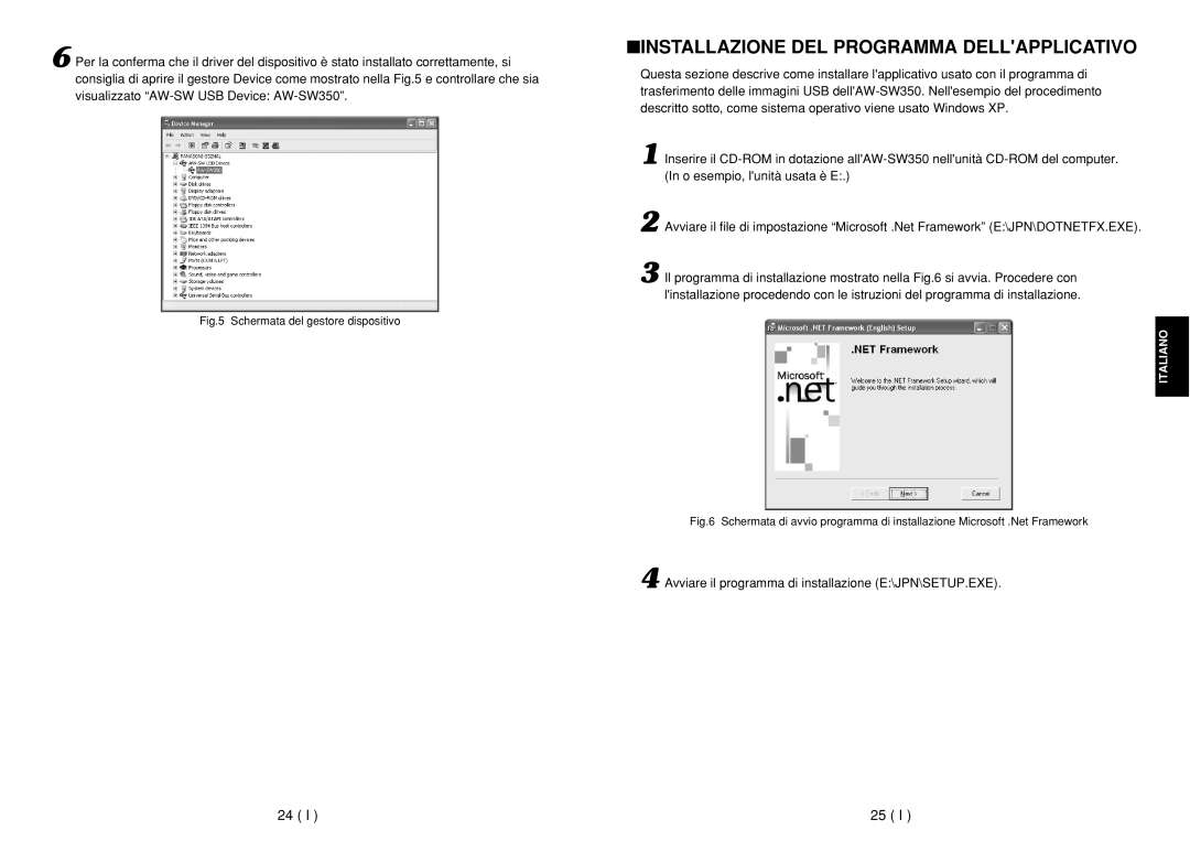 Panasonic AW-SW350E Installazione DEL Programma Dellapplicativo, Avviare il programma di installazione E\JPN\SETUP.EXE 