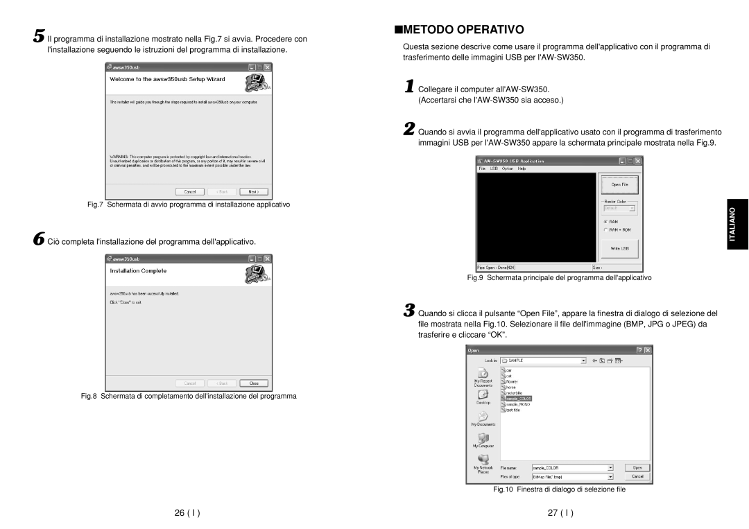 Panasonic AW-SW350E manual Metodo Operativo, Schermata di avvio programma di installazione applicativo 