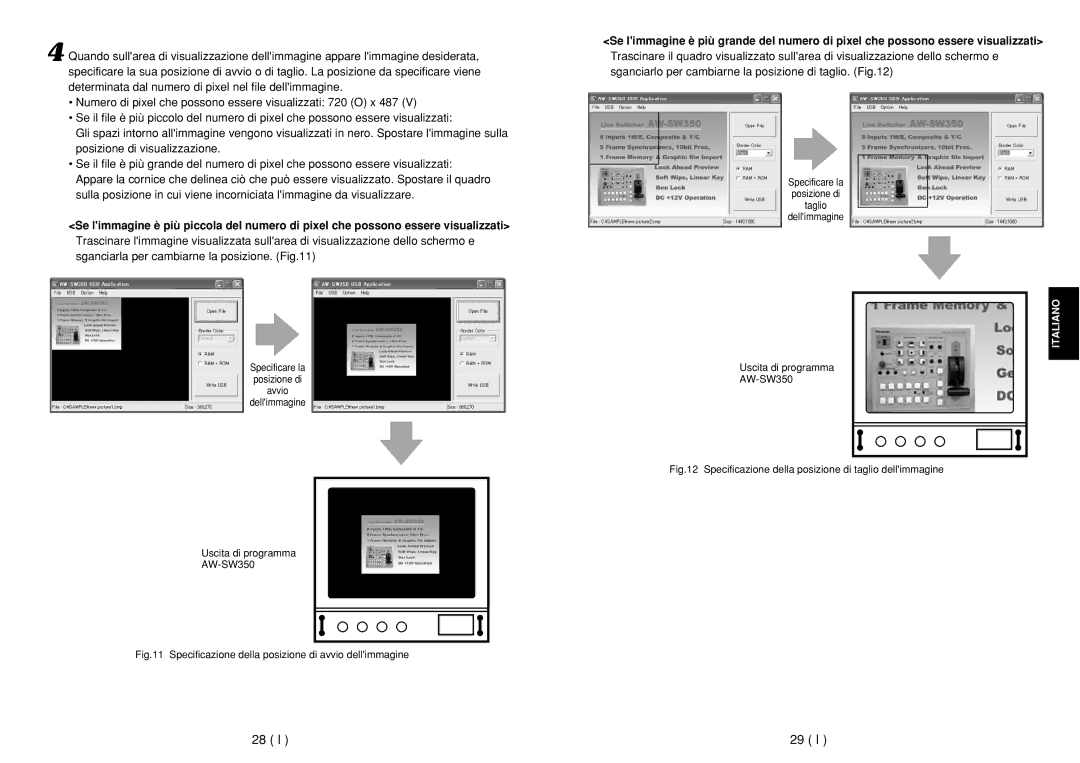 Panasonic AW-SW350E manual Specificazione della posizione di avvio dellimmagine 