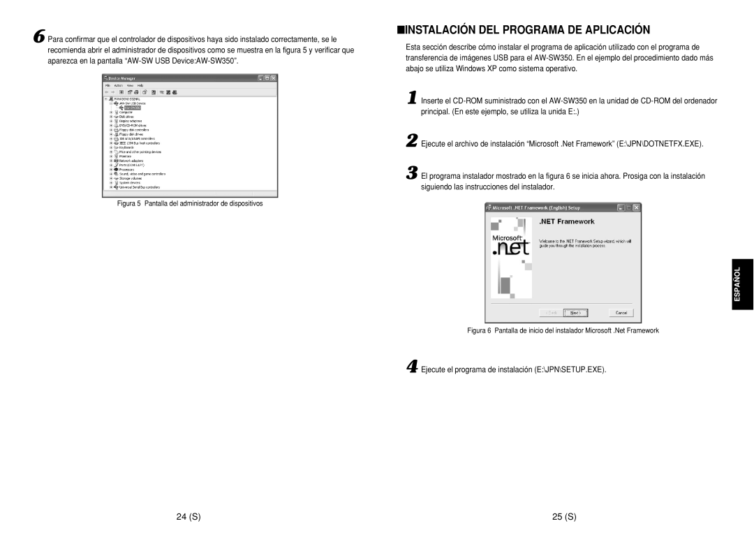 Panasonic AW-SW350E manual Instalación DEL Programa DE Aplicación, 24 S 25 S 