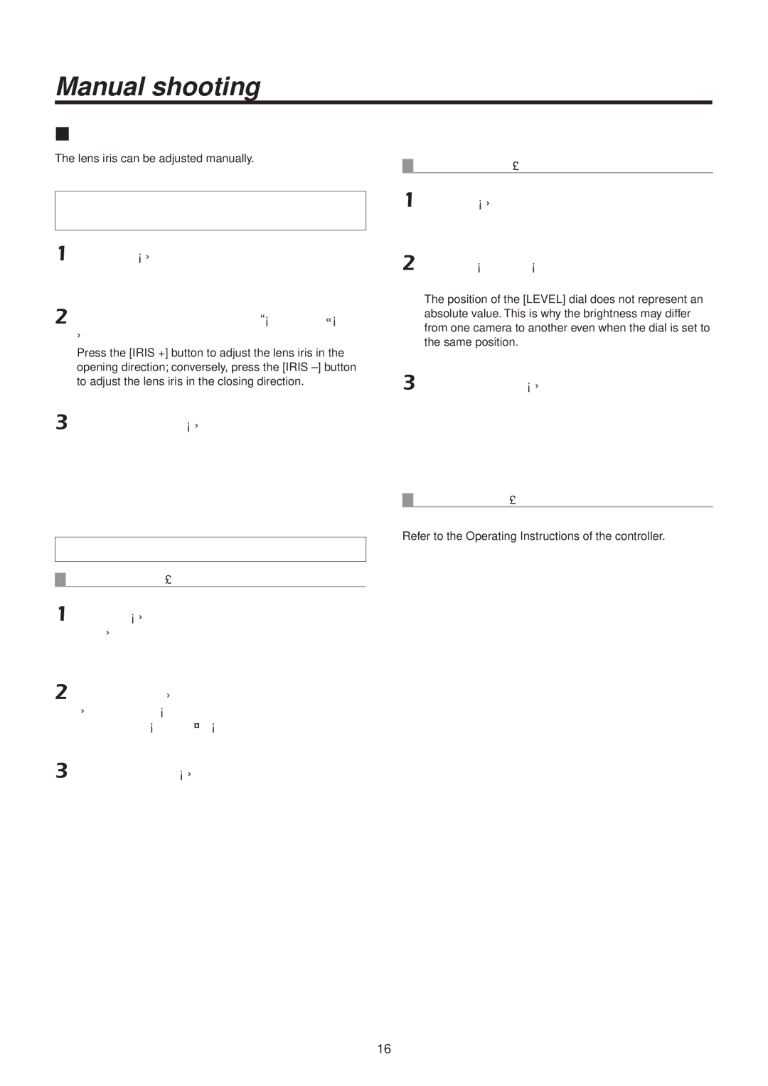 Panasonic AWHE50HN manual WwManually adjusting the iris 