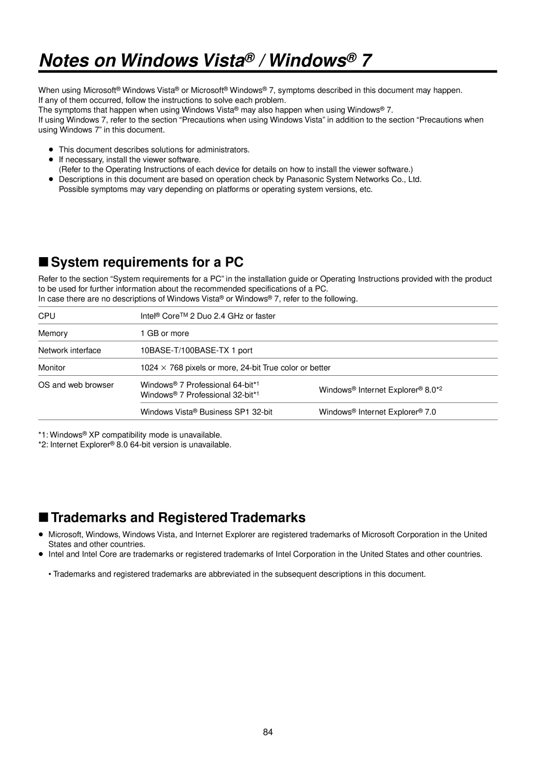 Panasonic AWHE50HN manual WwSystem requirements for a PC, Cpu 