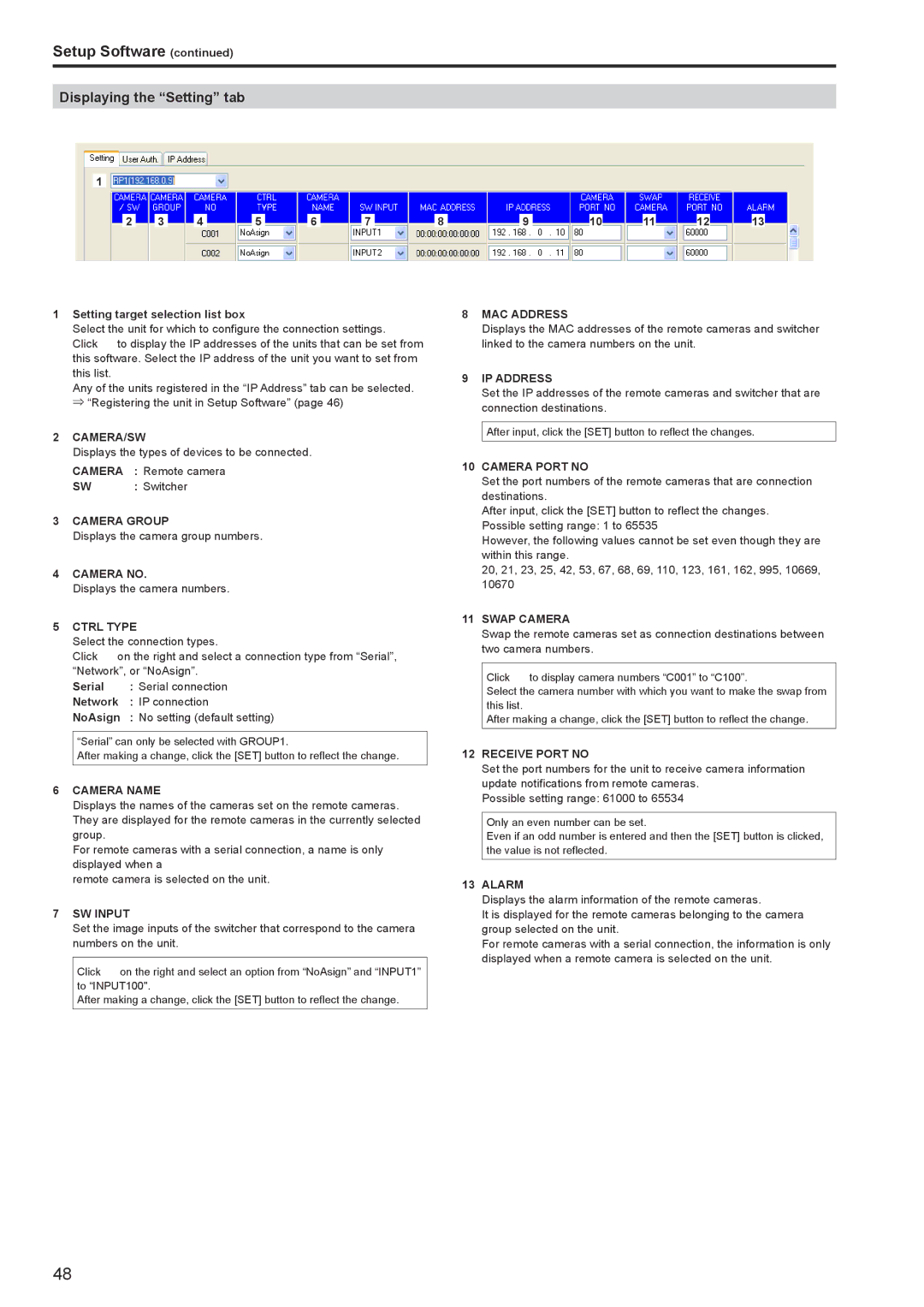 Panasonic AWRP120GJ operating instructions Displaying the Setting tab 