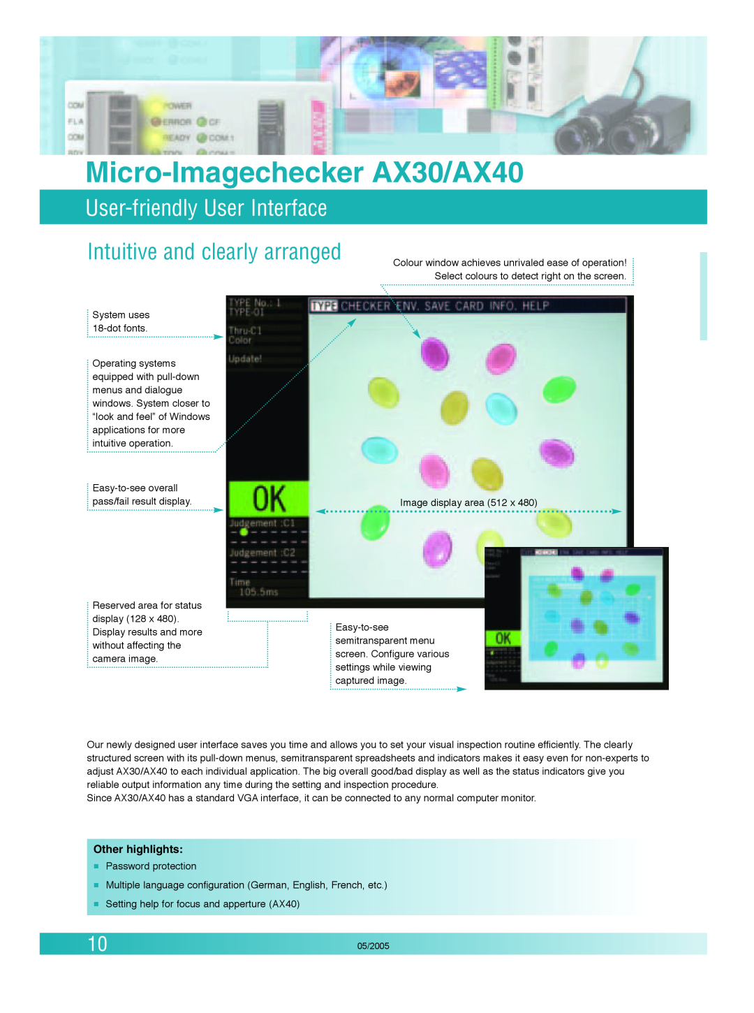Panasonic User-friendly User Interface, Intuitive and clearly arranged, Micro-Imagechecker AX30/AX40, Other highlights 