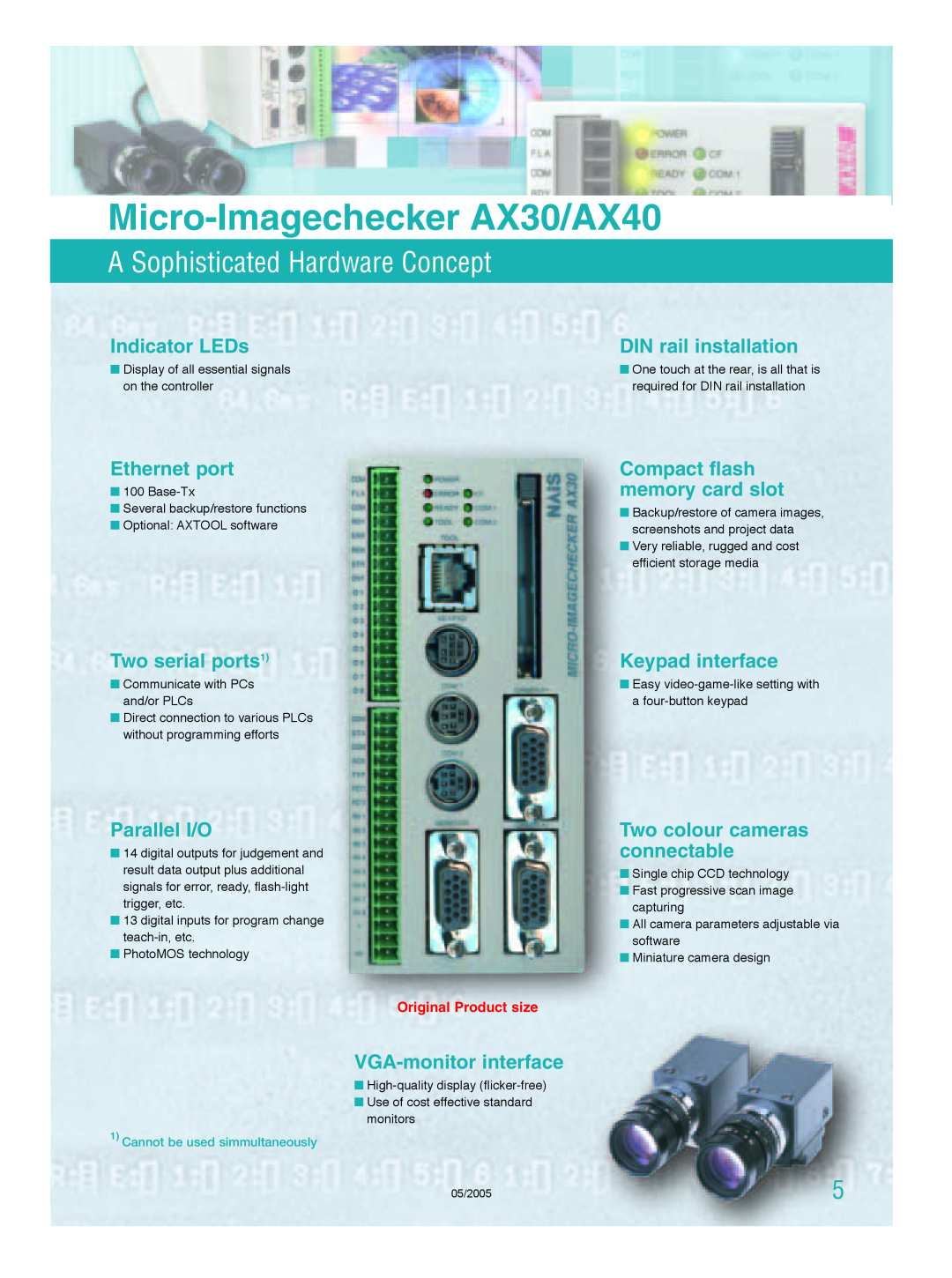 Panasonic A Sophisticated Hardware Concept, Micro-Imagechecker AX30/AX40, Indicator LEDs, Ethernet port, Parallel I/O 