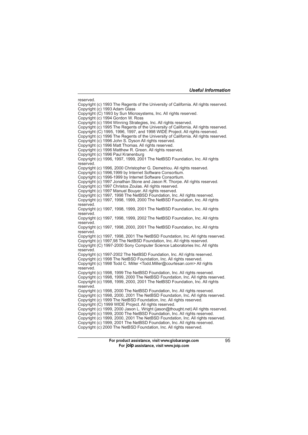 Panasonic BB-GT1502C, BB-GT1540C, BB-GT1500C operating instructions Useful Information 