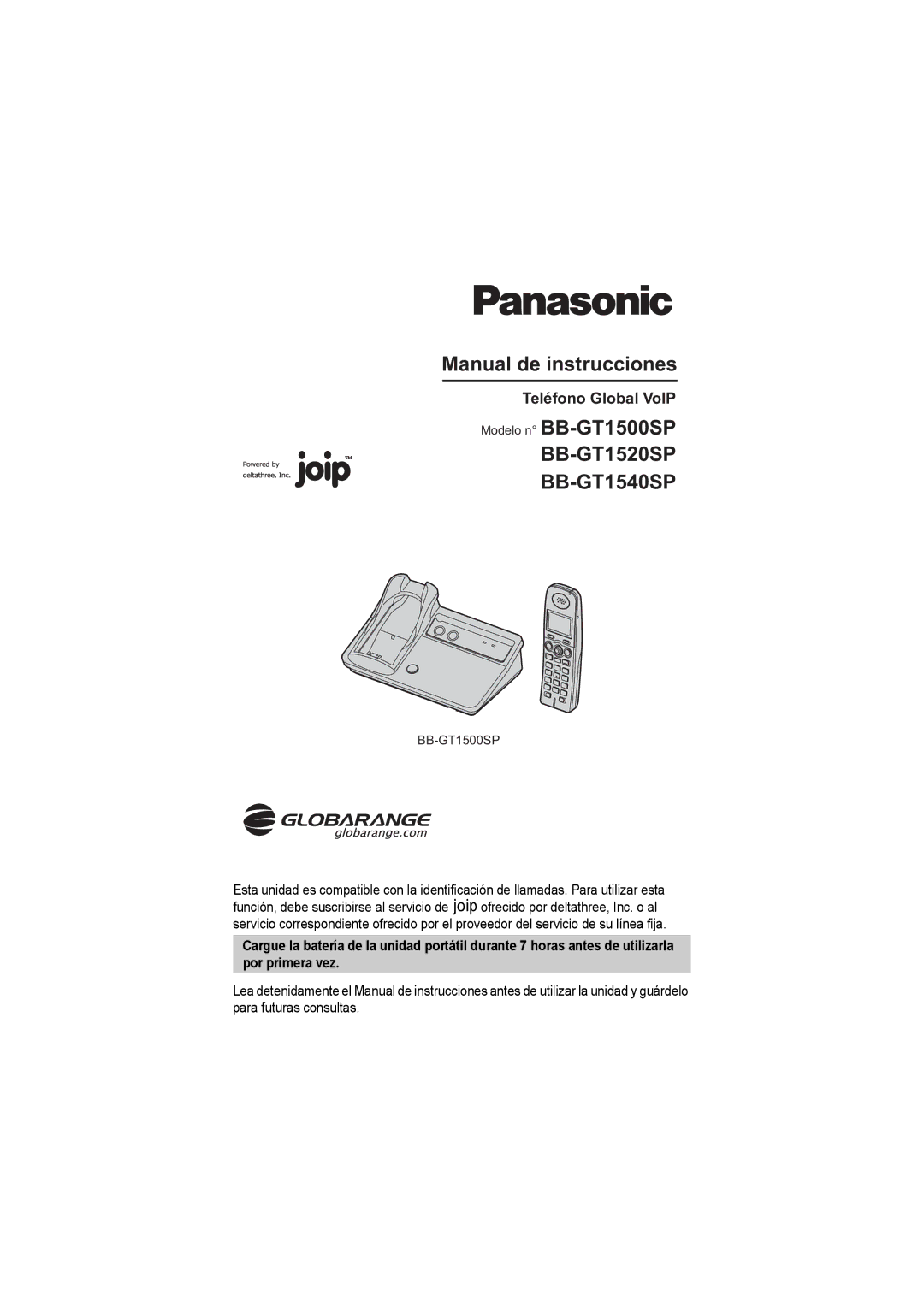 Panasonic BB-GT1540SP manual Manual de instrucciones, Modelo n BB-GT1500SP, Teléfono Global VoIP 