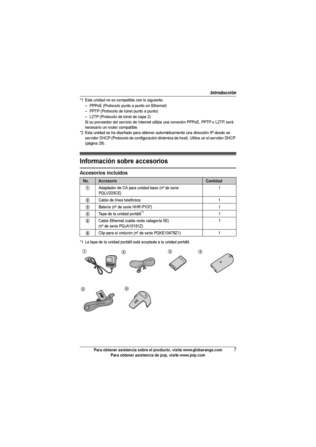 Panasonic BB-GT1540SP manual Información sobre accesorios, Accesorios incluidos, Accesorio Cantidad 