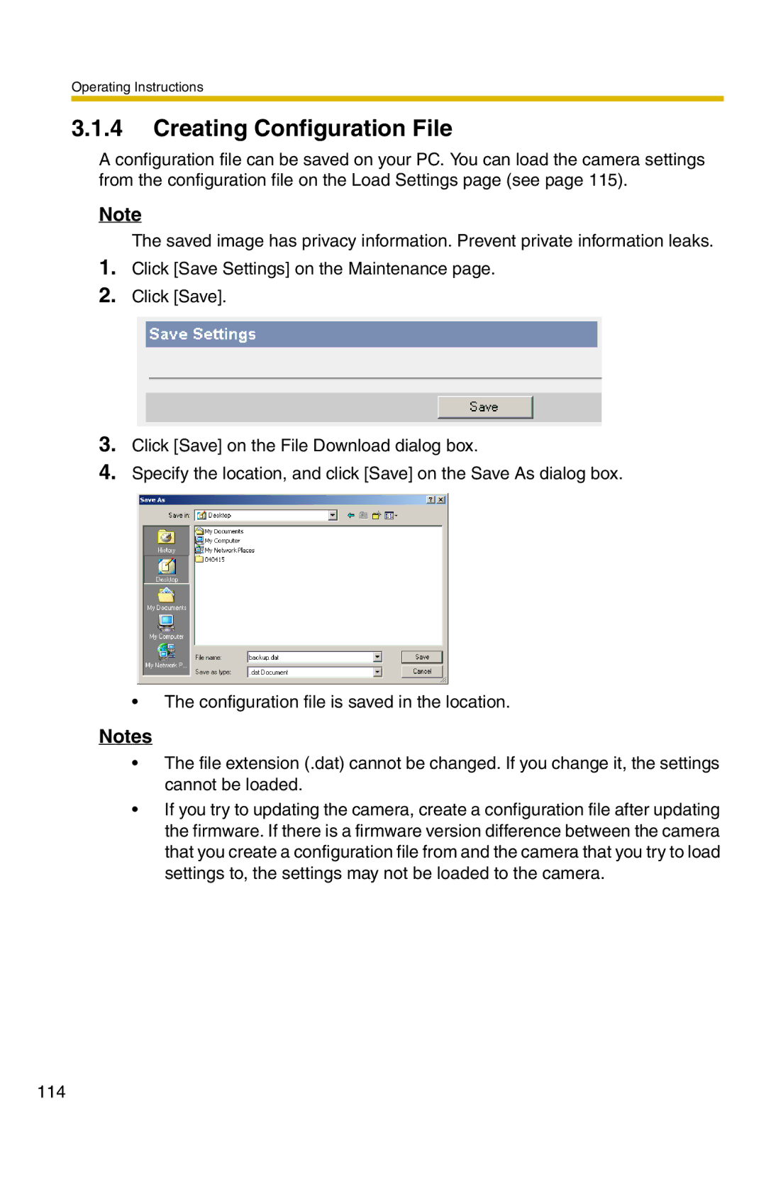 Panasonic BB-HCM331A operating instructions Creating Configuration File 