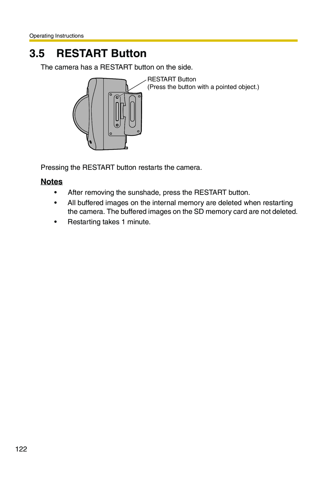 Panasonic BB-HCM331A operating instructions Restart Button 