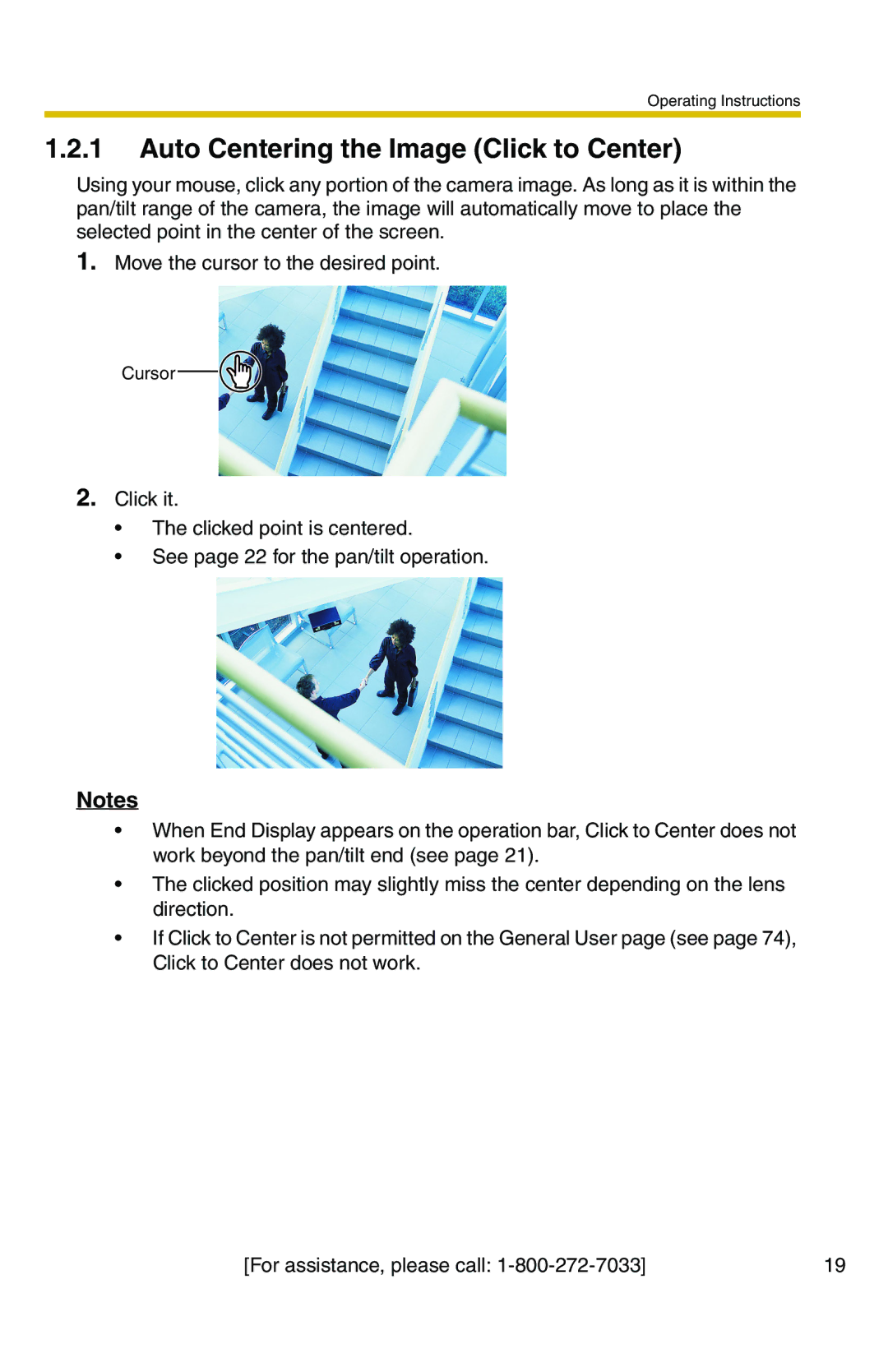 Panasonic BB-HCM331A operating instructions Auto Centering the Image Click to Center 