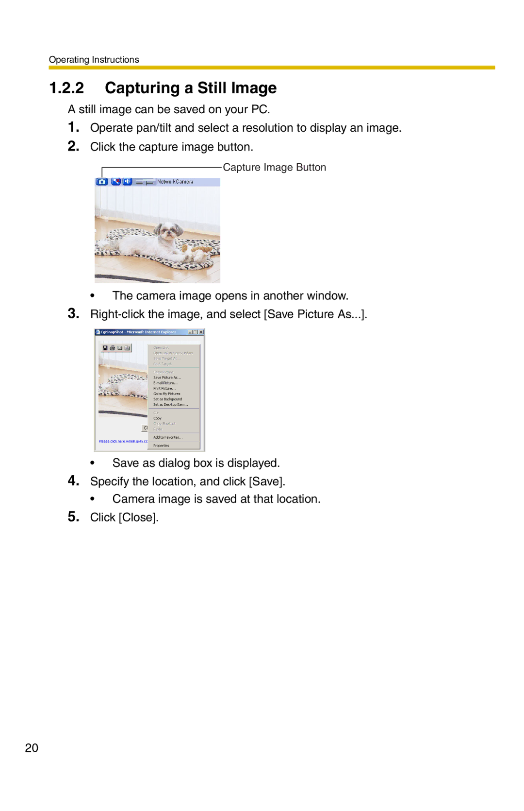 Panasonic BB-HCM331A operating instructions Capturing a Still Image 