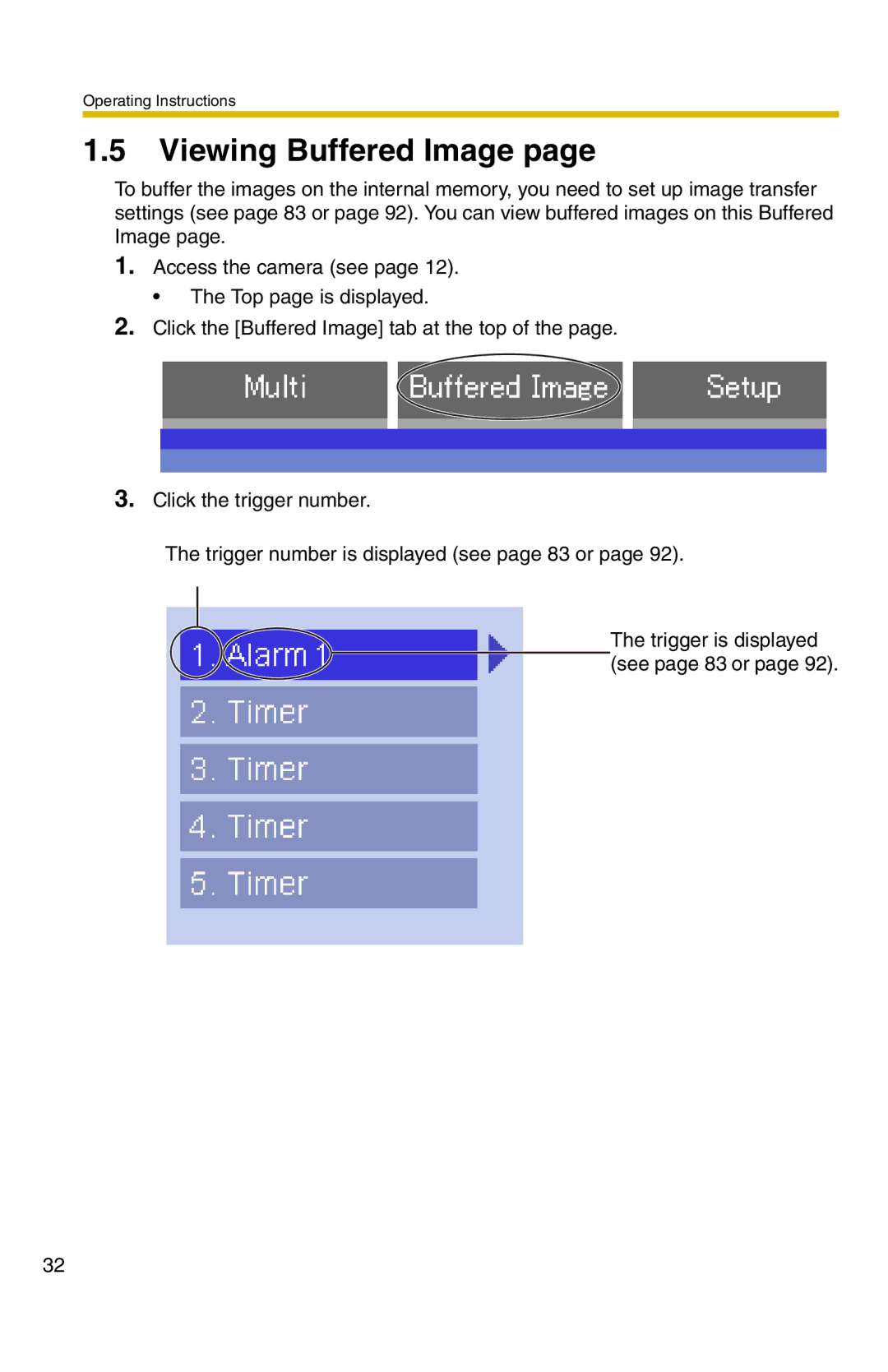 Panasonic BB-HCM331A operating instructions Viewing Buffered Image 