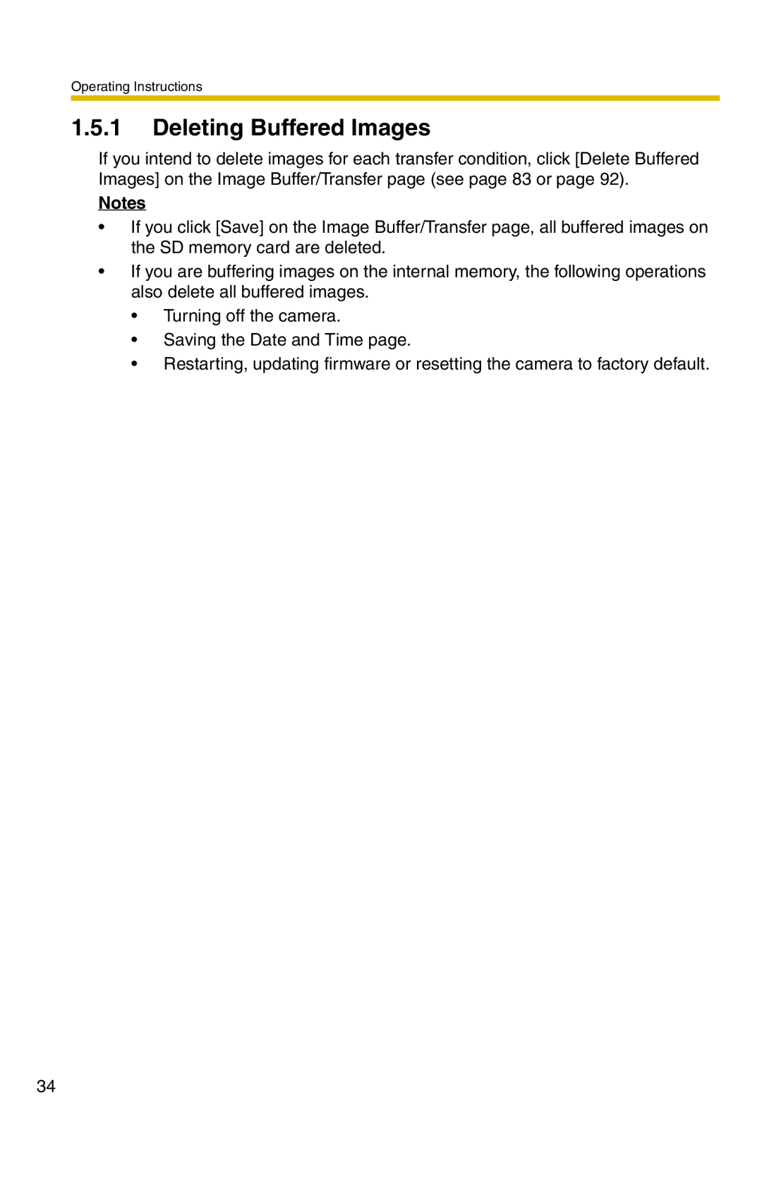 Panasonic BB-HCM331A operating instructions Deleting Buffered Images 