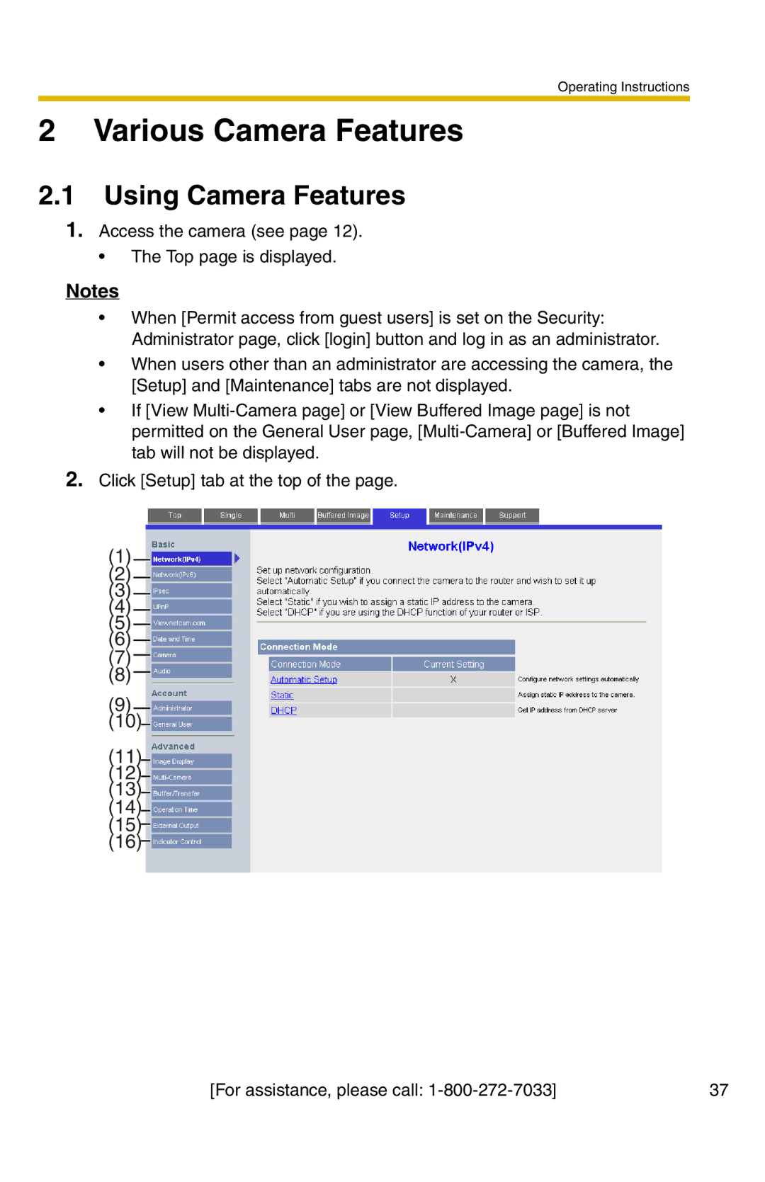 Panasonic BB-HCM331A operating instructions Various Camera Features, Using Camera Features 