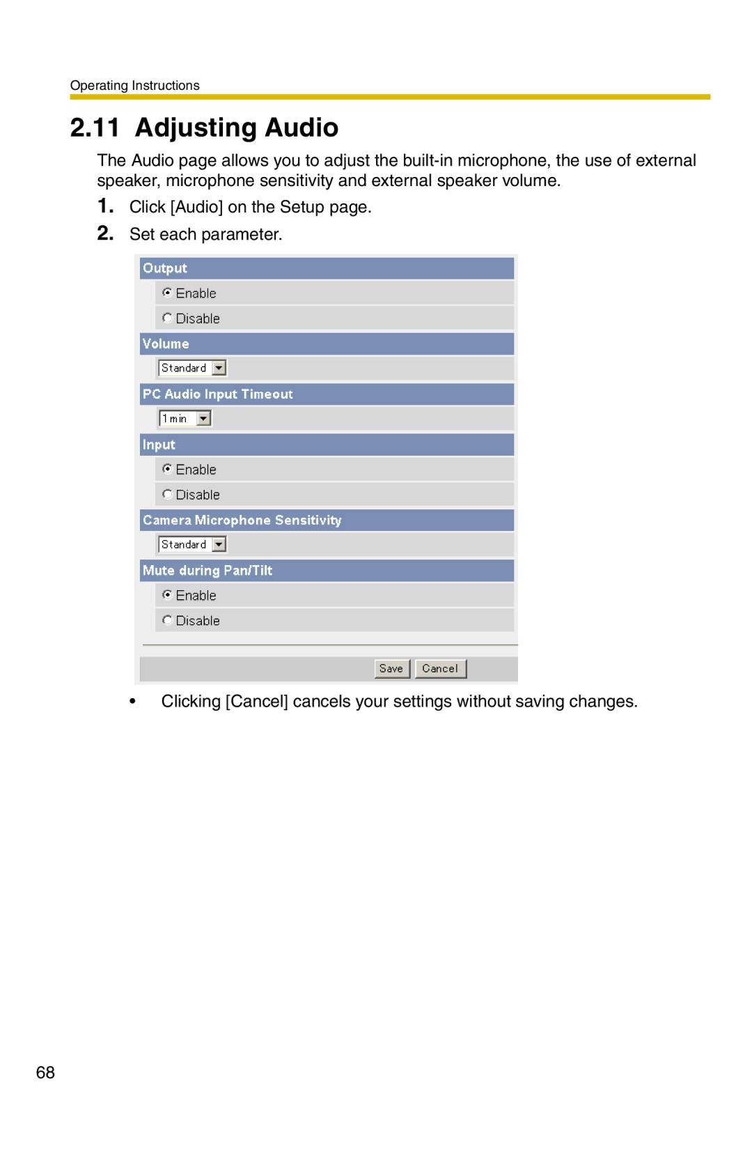 Panasonic BB-HCM331A operating instructions Adjusting Audio 