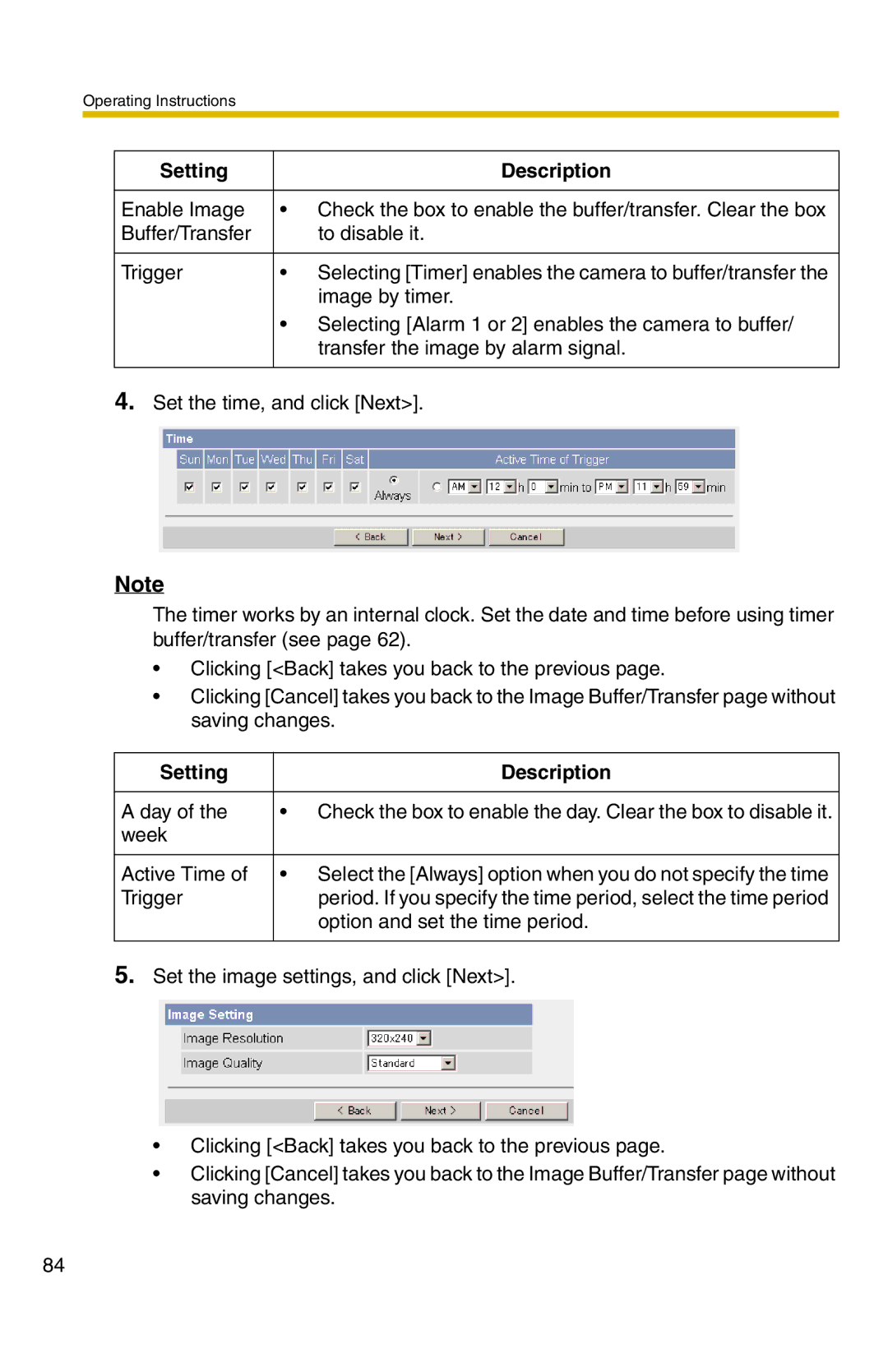 Panasonic BB-HCM331A operating instructions Image by timer 