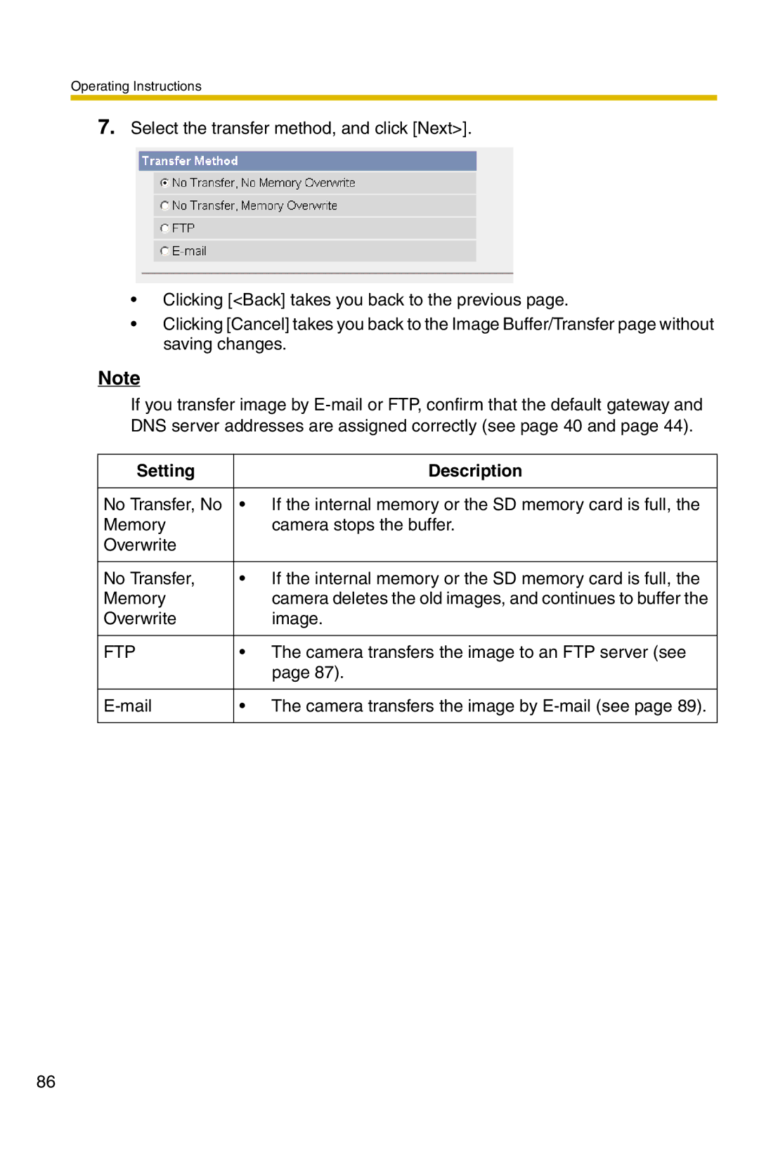 Panasonic BB-HCM331A operating instructions Ftp 