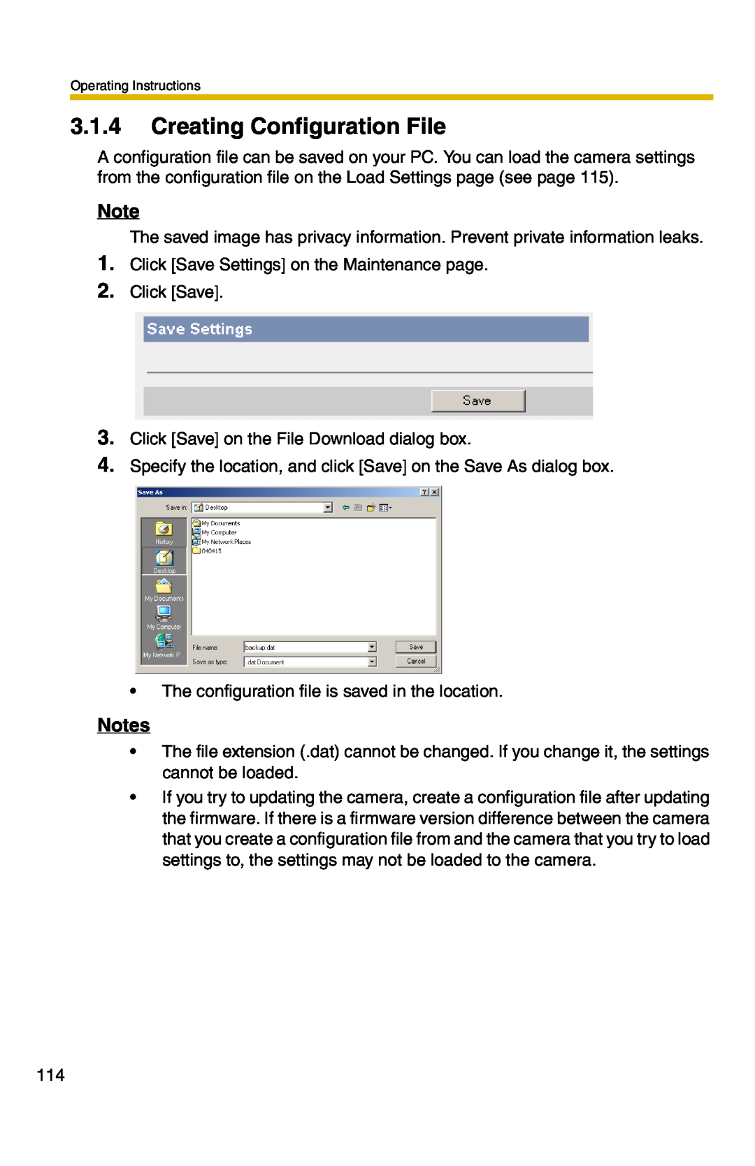 Panasonic BB-HCM331A operating instructions Creating Configuration File 