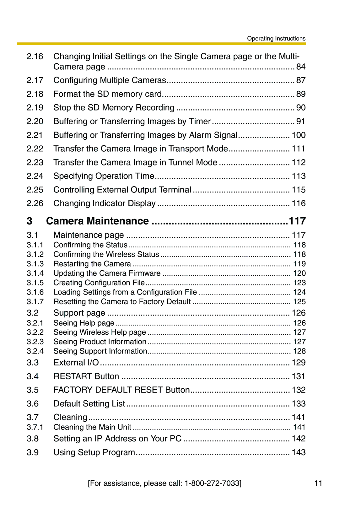 Panasonic BB-HCM371A operating instructions Camera Maintenance, 117 