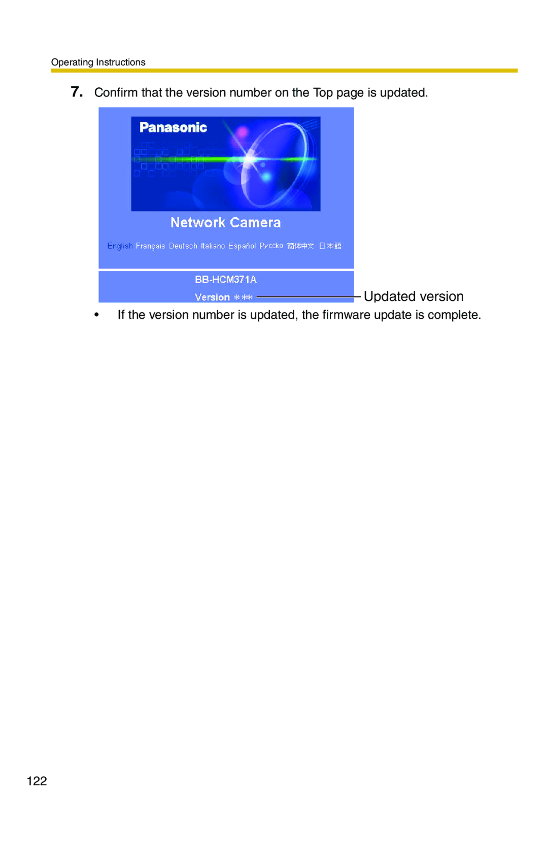 Panasonic BB-HCM371A operating instructions Updated version 