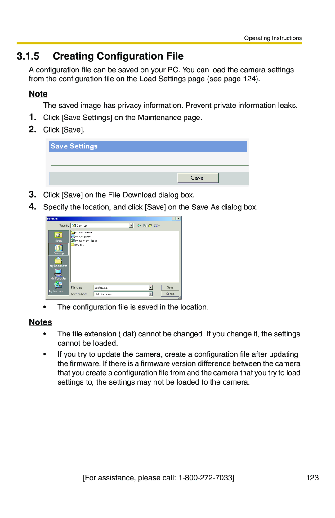 Panasonic BB-HCM371A operating instructions Creating Configuration File 