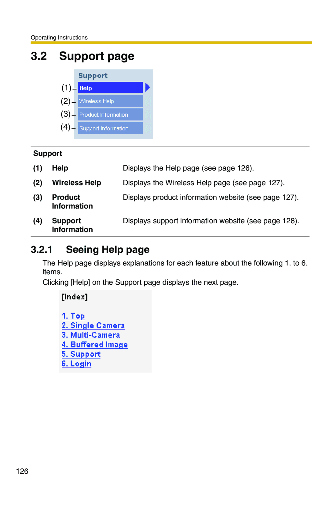 Panasonic BB-HCM371A operating instructions Seeing Help, Support Help 